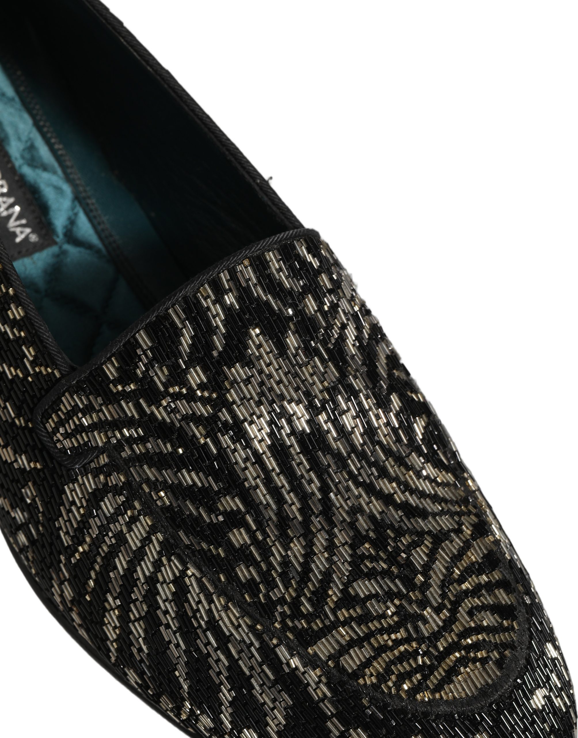 Dolce & Gabbana Black Silver Embellished Dress Loafers Shoes - Image 8