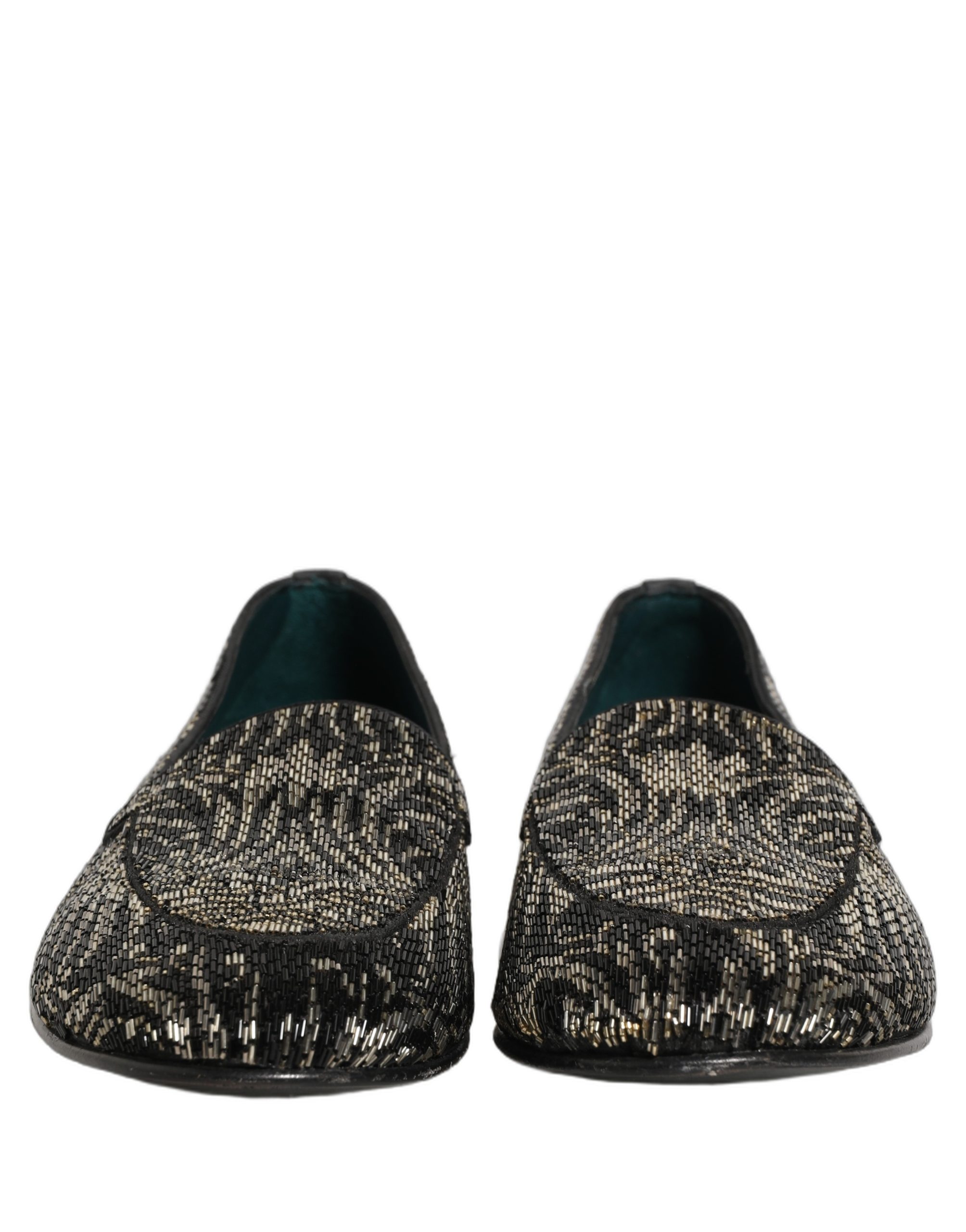 Dolce & Gabbana Black Silver Embellished Dress Loafers Shoes - Image 3