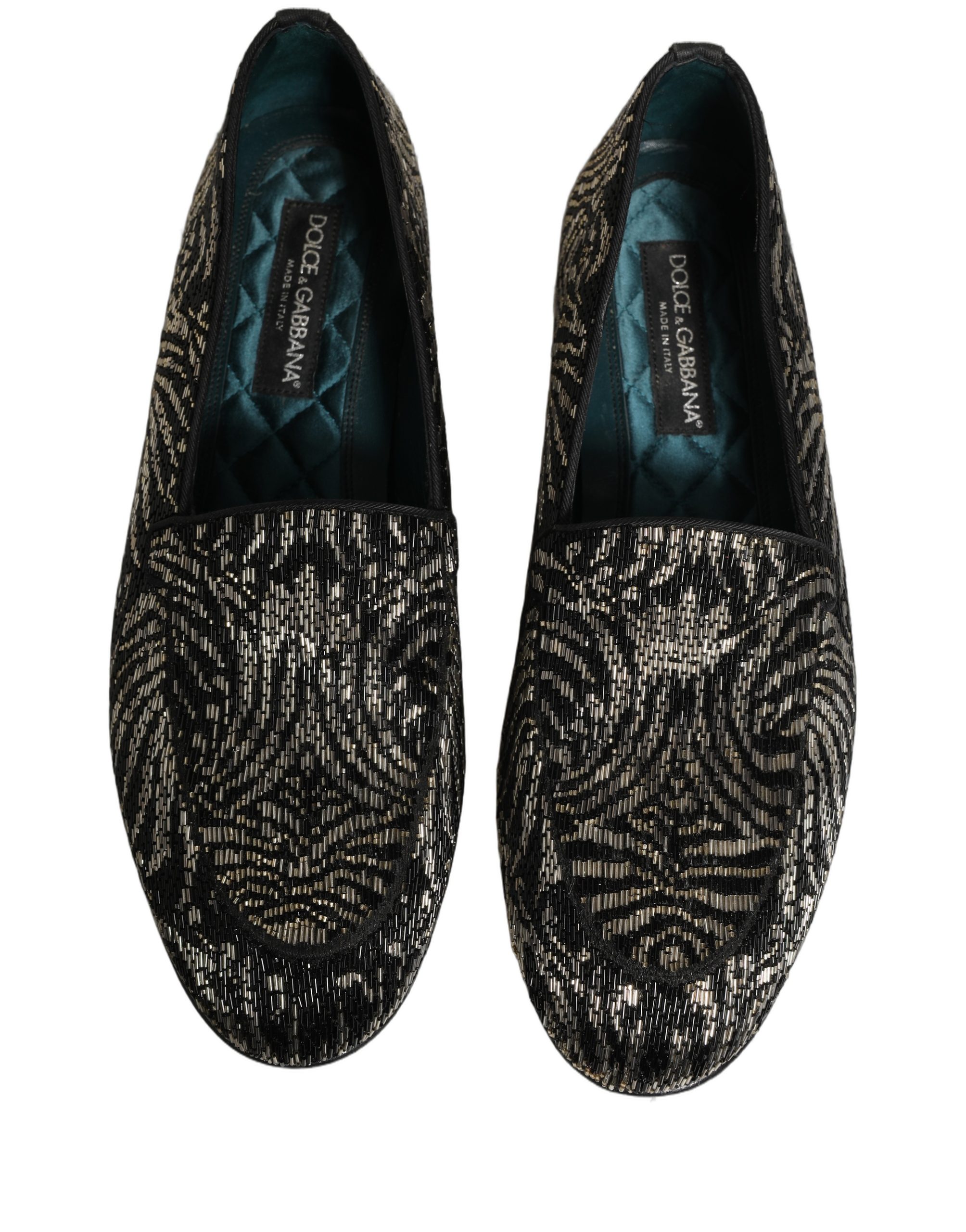Dolce & Gabbana Black Silver Embellished Dress Loafers Shoes - Image 4