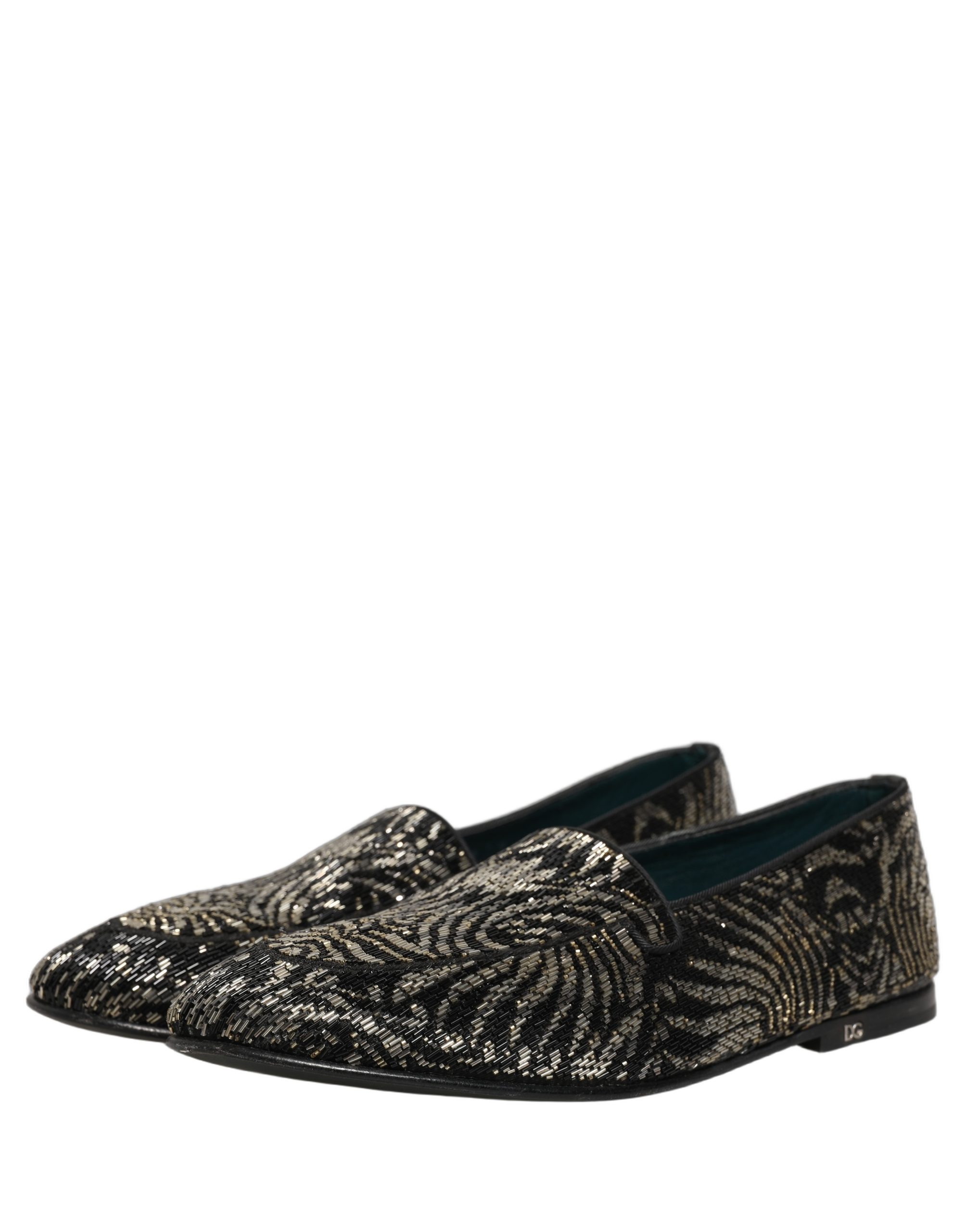 Dolce & Gabbana Black Silver Embellished Dress Loafers Shoes - Image 5