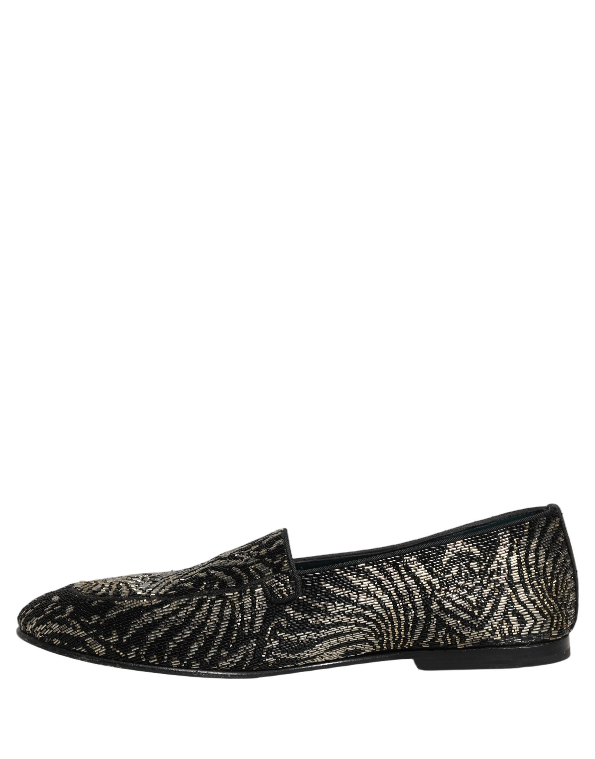 Dolce & Gabbana Black Silver Embellished Dress Loafers Shoes - Image 7