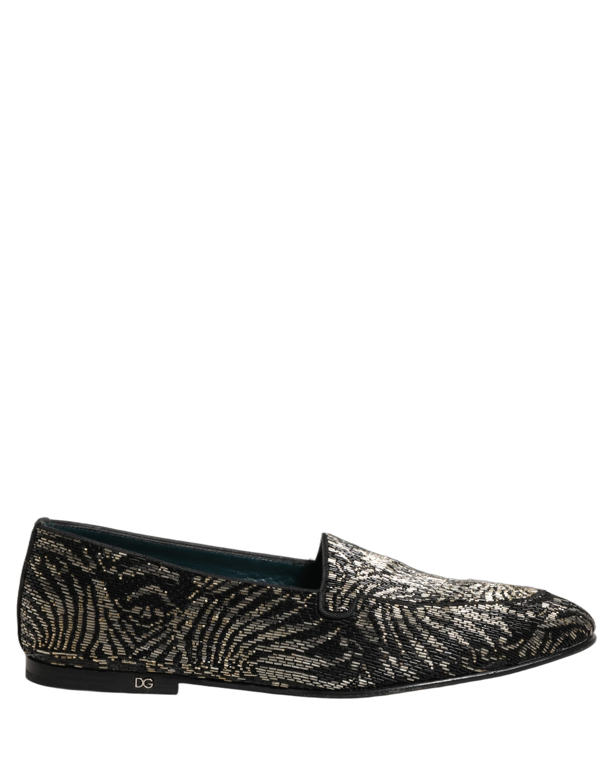 Dolce & Gabbana Black Silver Embellished Dress Loafers Shoes - Image 2