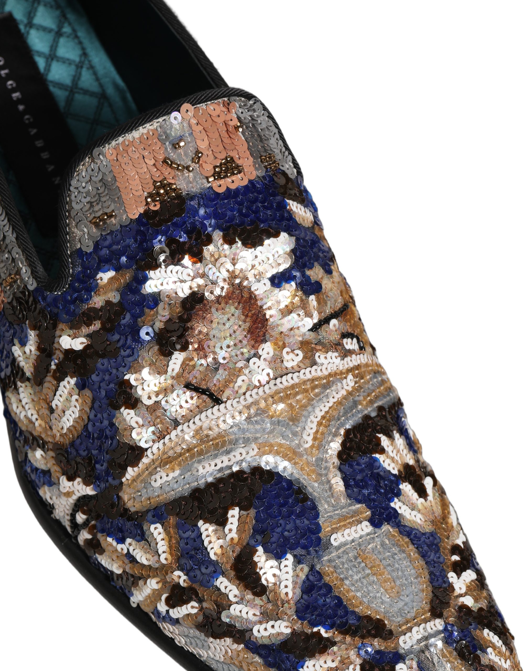 Dolce & Gabbana Multicolor Embroidered Sequin Loafers Shoes - Image 3