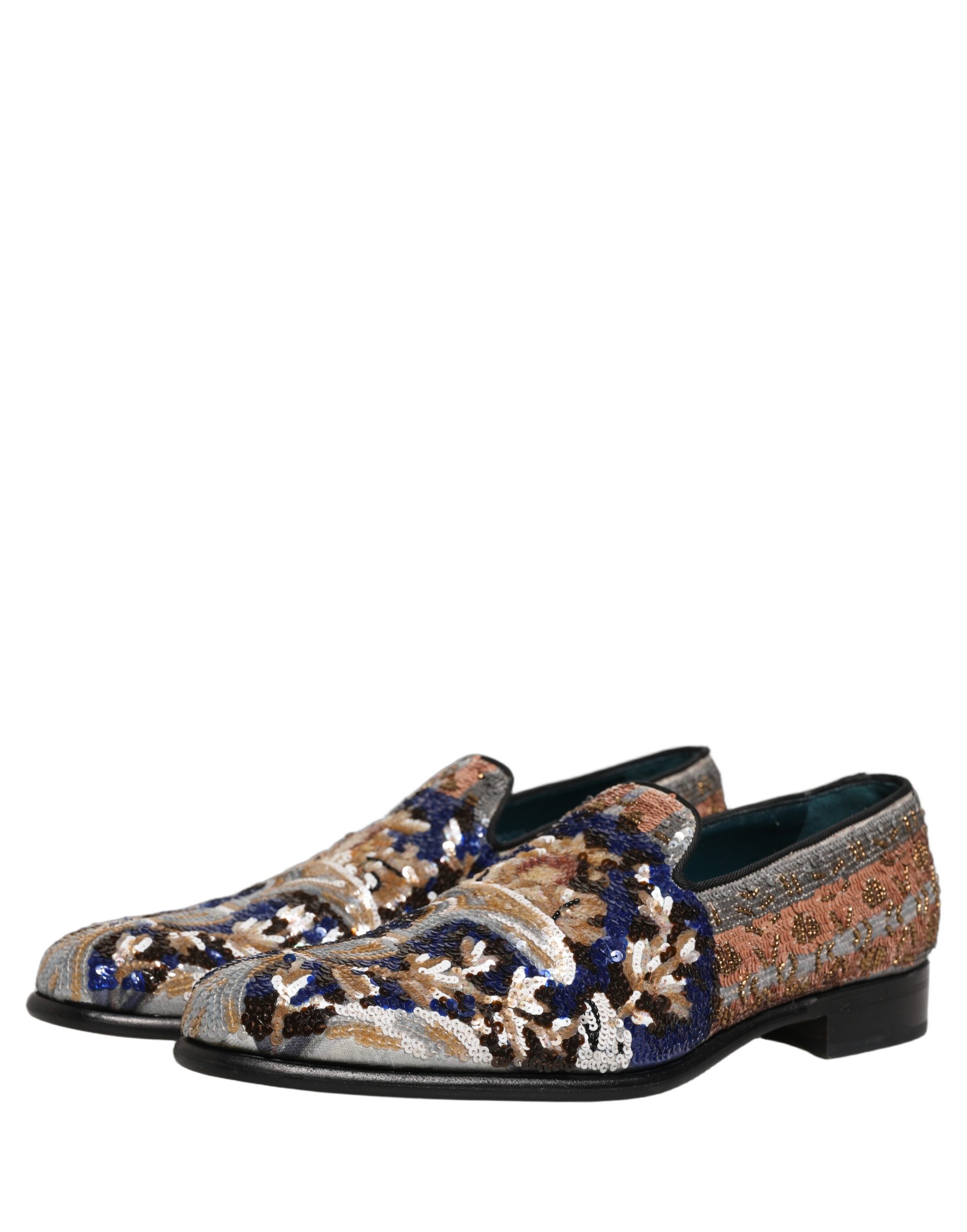 Dolce & Gabbana Multicolor Embroidered Sequin Loafers Shoes - Image 6