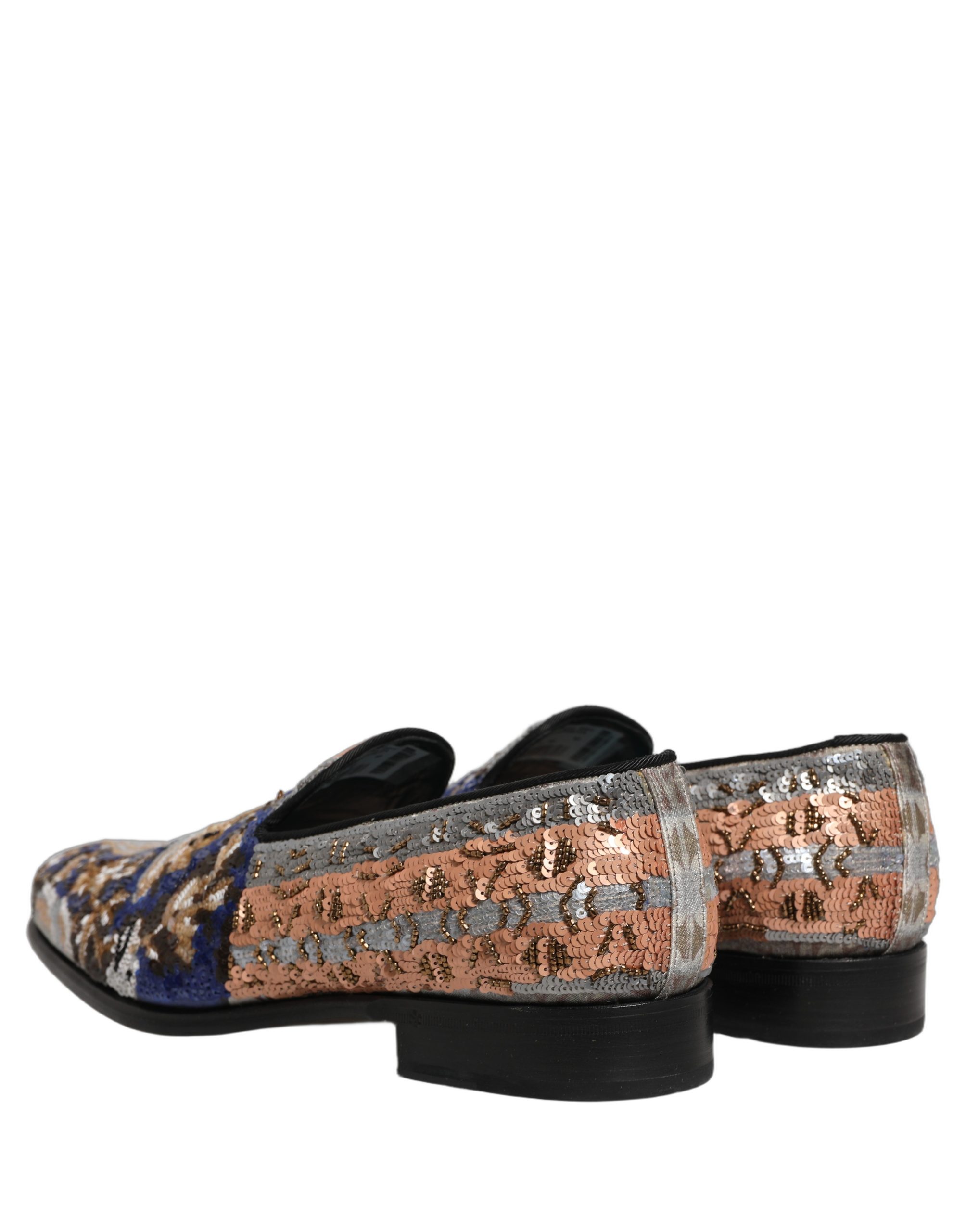 Dolce & Gabbana Multicolor Embroidered Sequin Loafers Shoes - Image 7