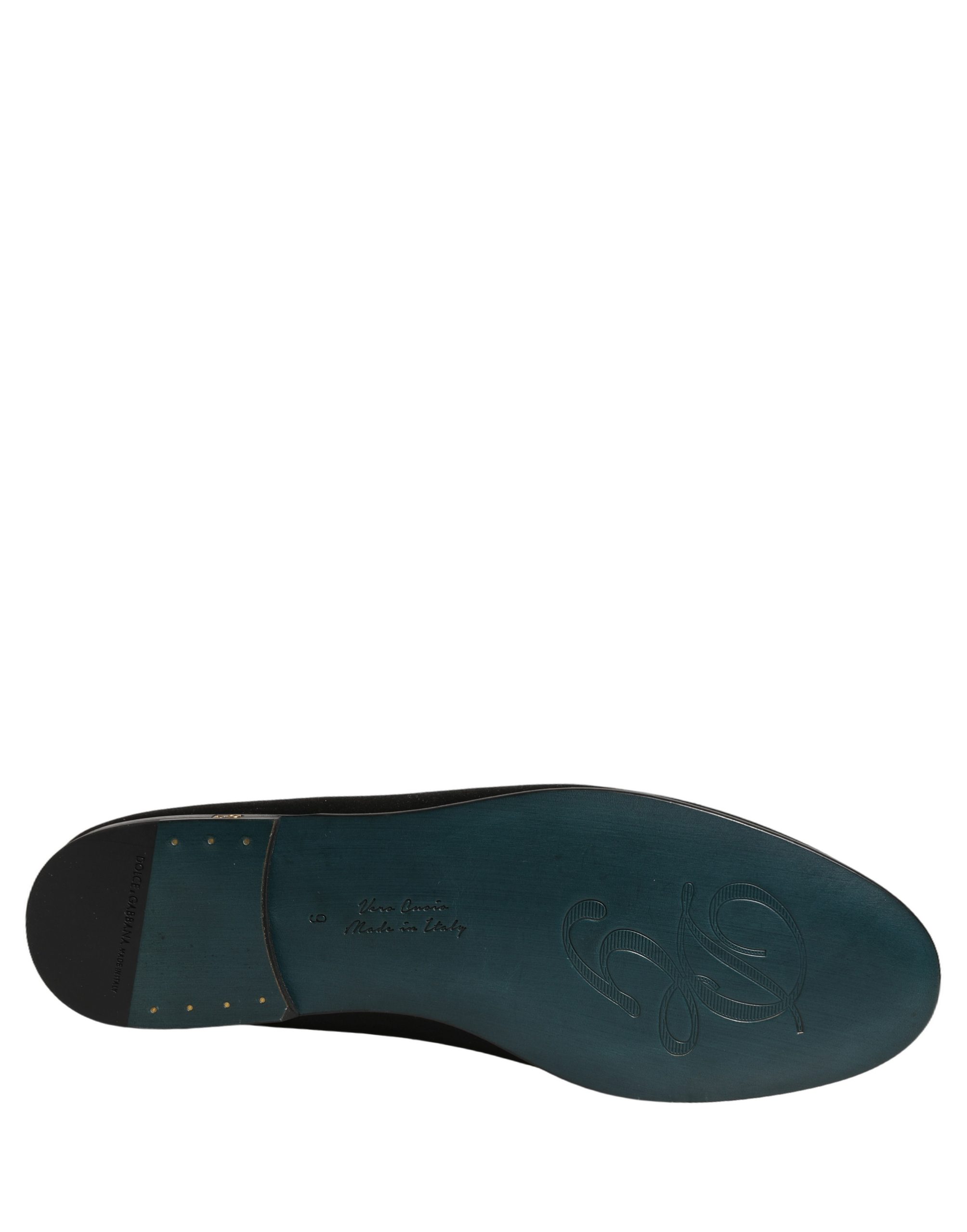 Dolce & Gabbana Black Satin Logo Slip On Flats Loafers Shoes - Image 8