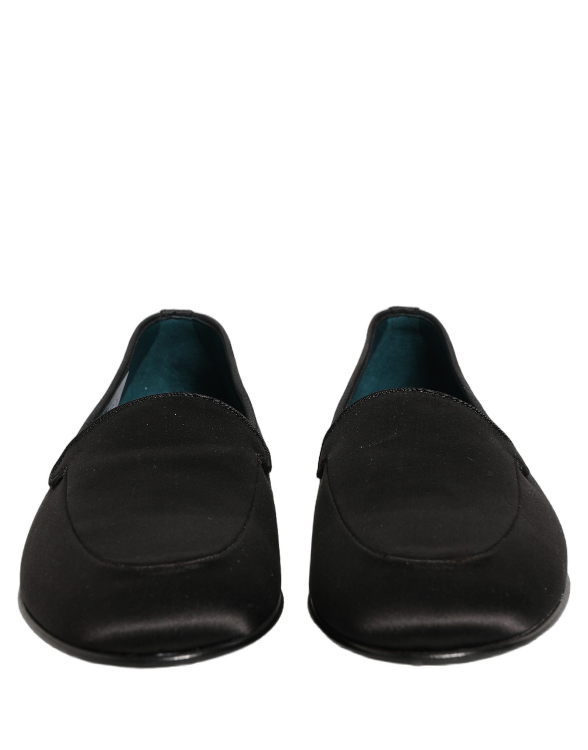 Dolce & Gabbana Black Satin Logo Slip On Flats Loafers Shoes - Image 3