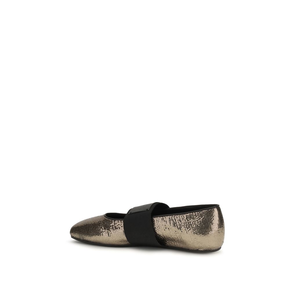 Givenchy Gold Calf Leather Bos Taurus Ballet Flats - Image 3