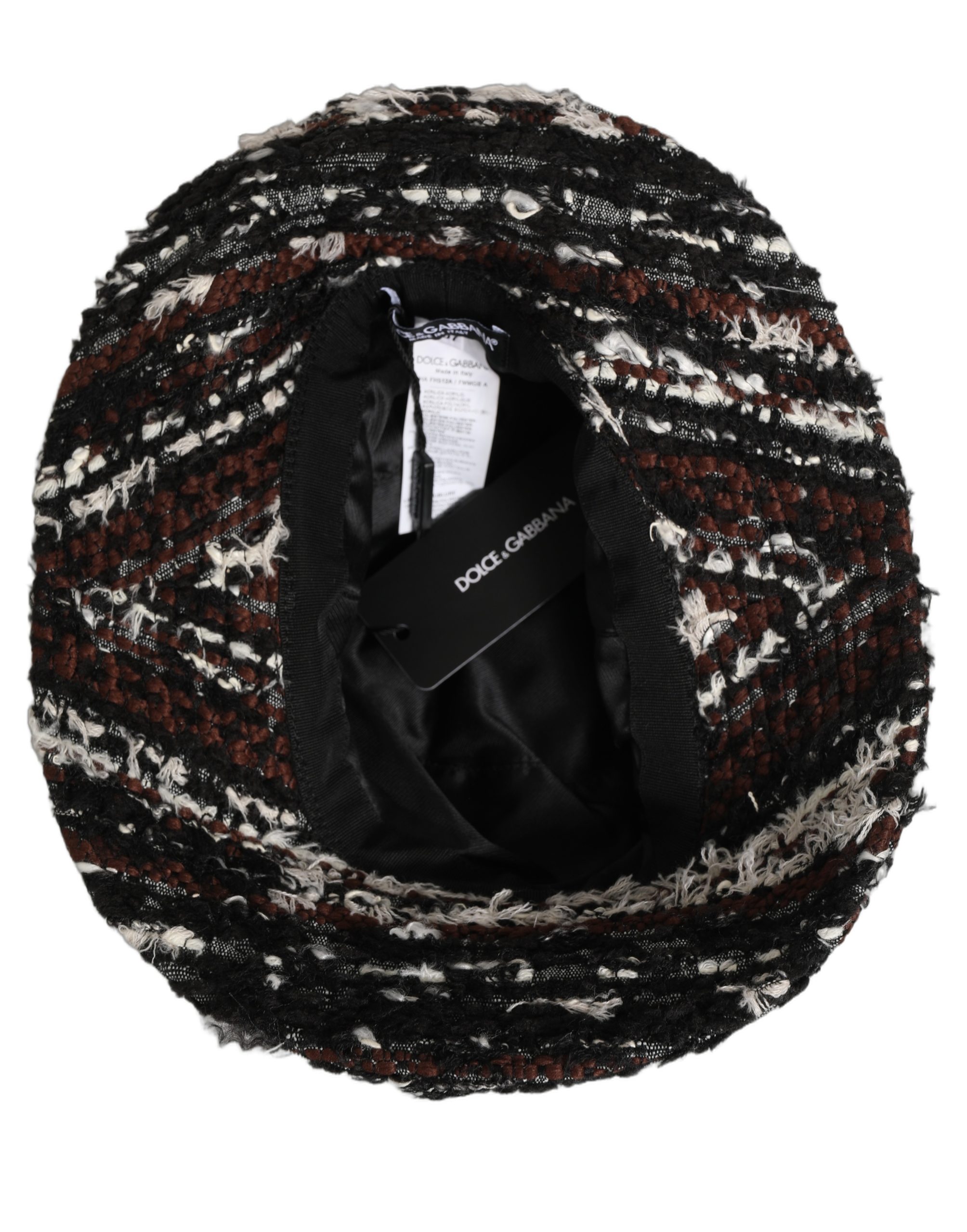 Dolce & Gabbana Women Multicolor Acrylic Tweed Bucket Capello Hat - Image 6