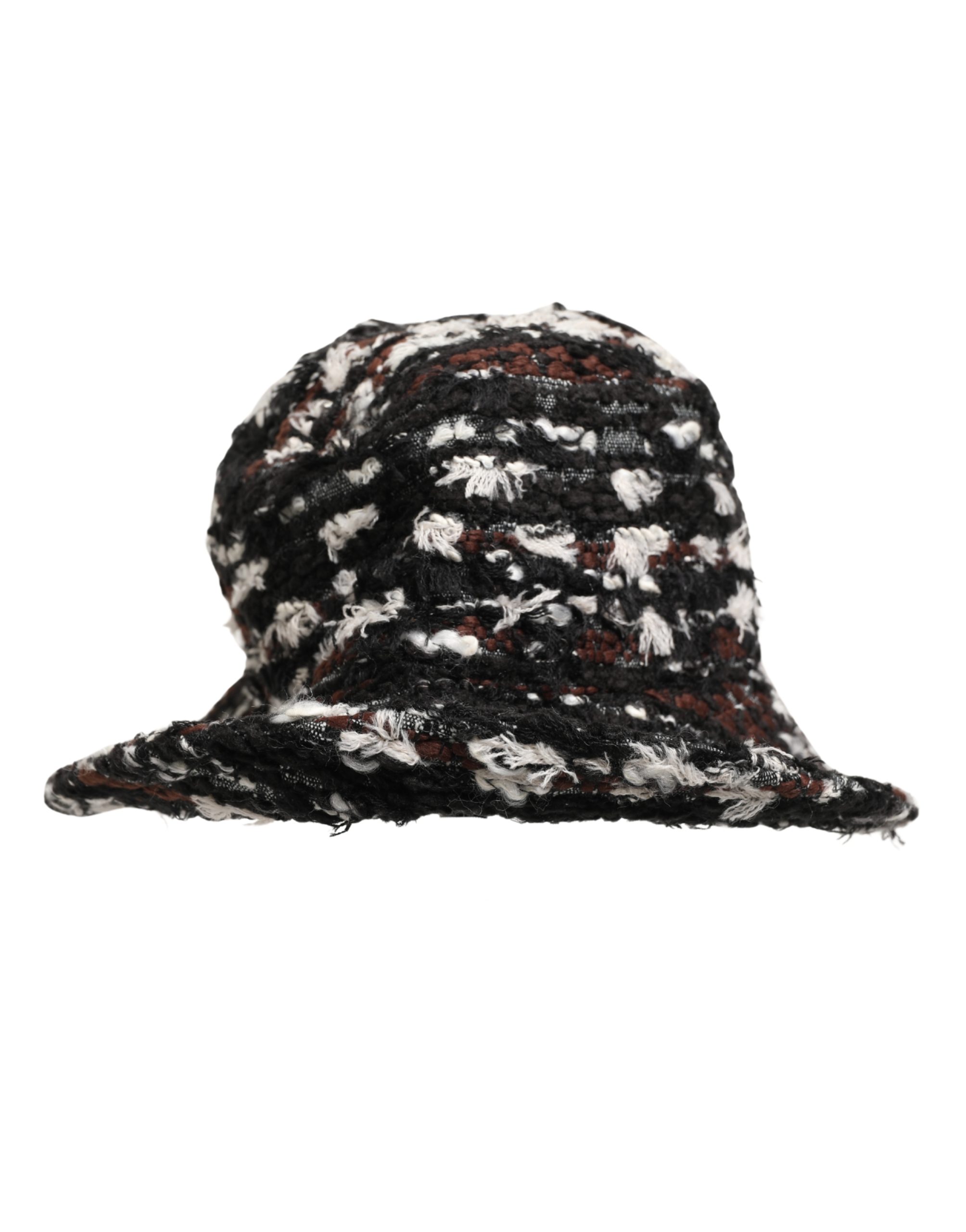 Dolce & Gabbana Women Multicolor Acrylic Tweed Bucket Capello Hat - Image 4