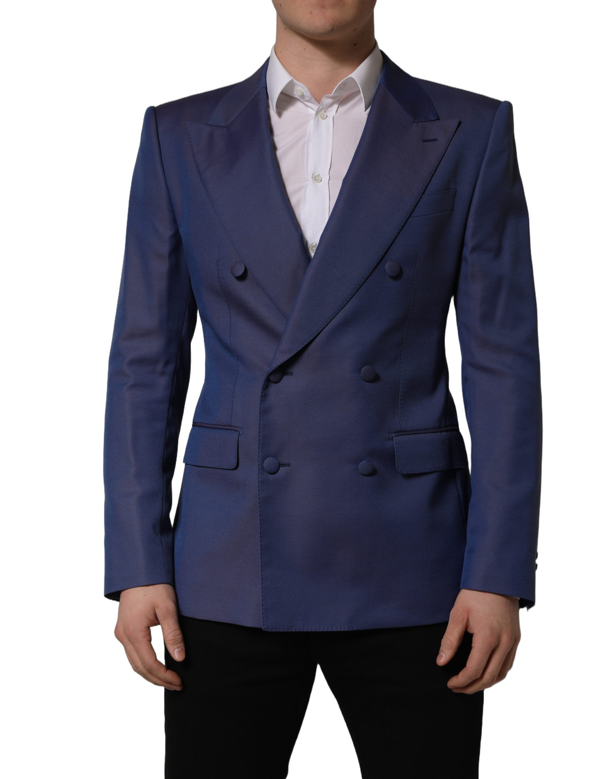 Dolce & Gabbana Blue Wool Double Breasted Men Blazer Jacket - Image 2