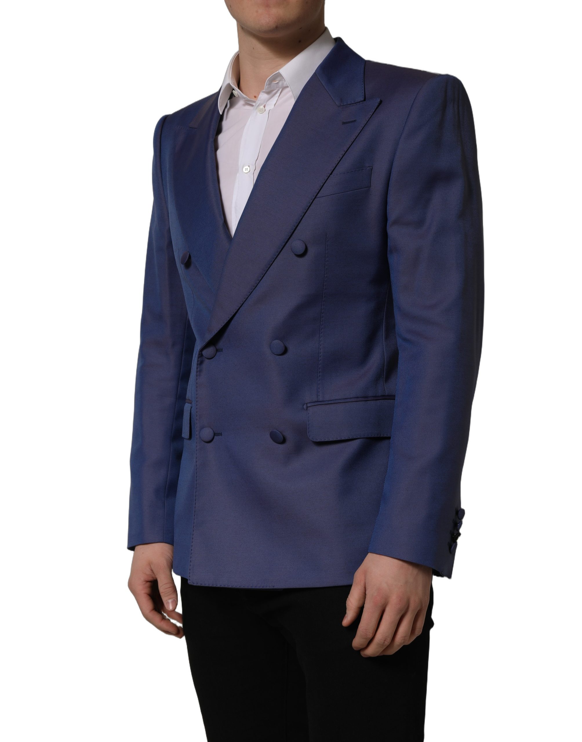 Dolce & Gabbana Blue Wool Double Breasted Men Blazer Jacket - Image 3