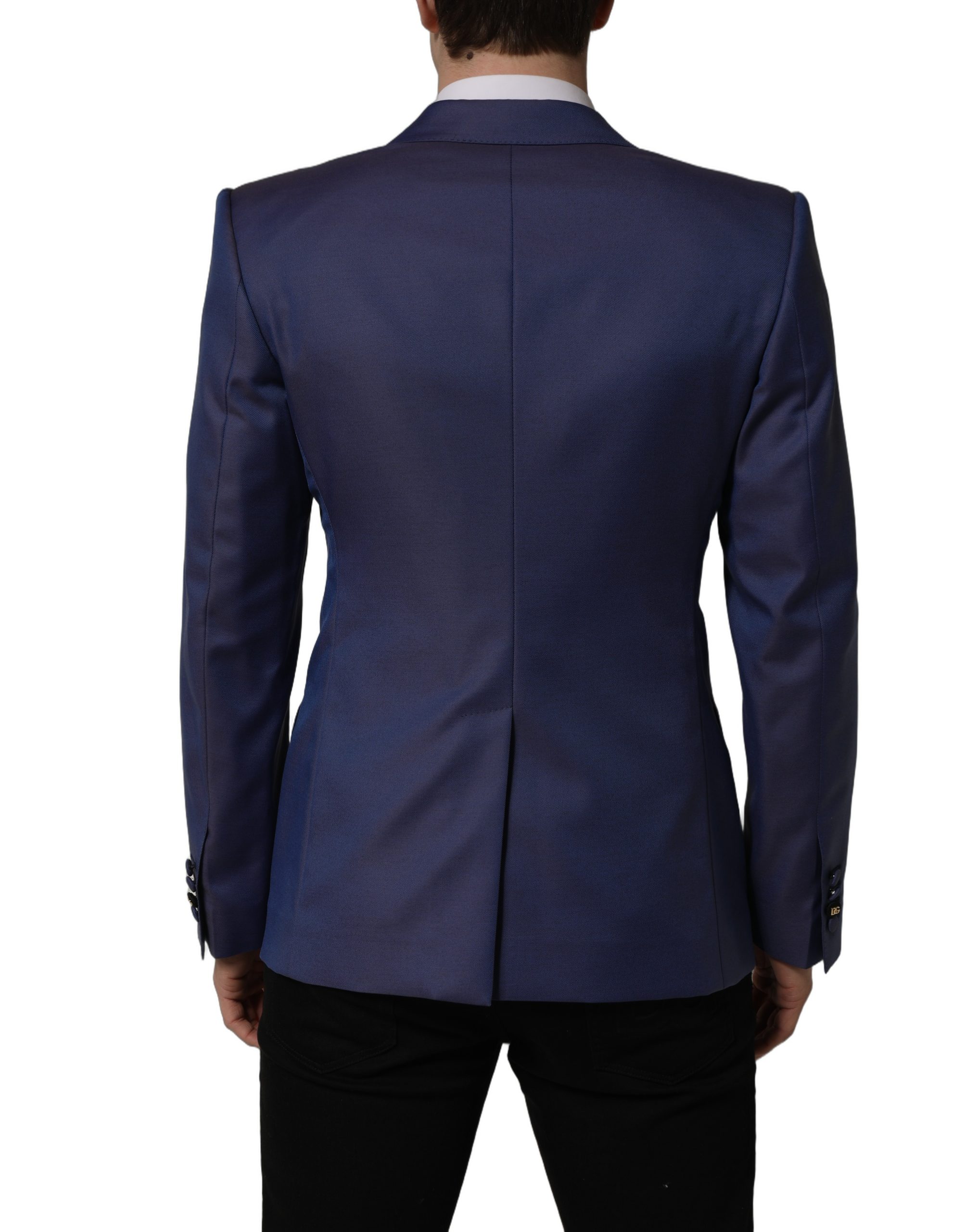 Dolce & Gabbana Blue Wool Double Breasted Men Blazer Jacket - Image 4