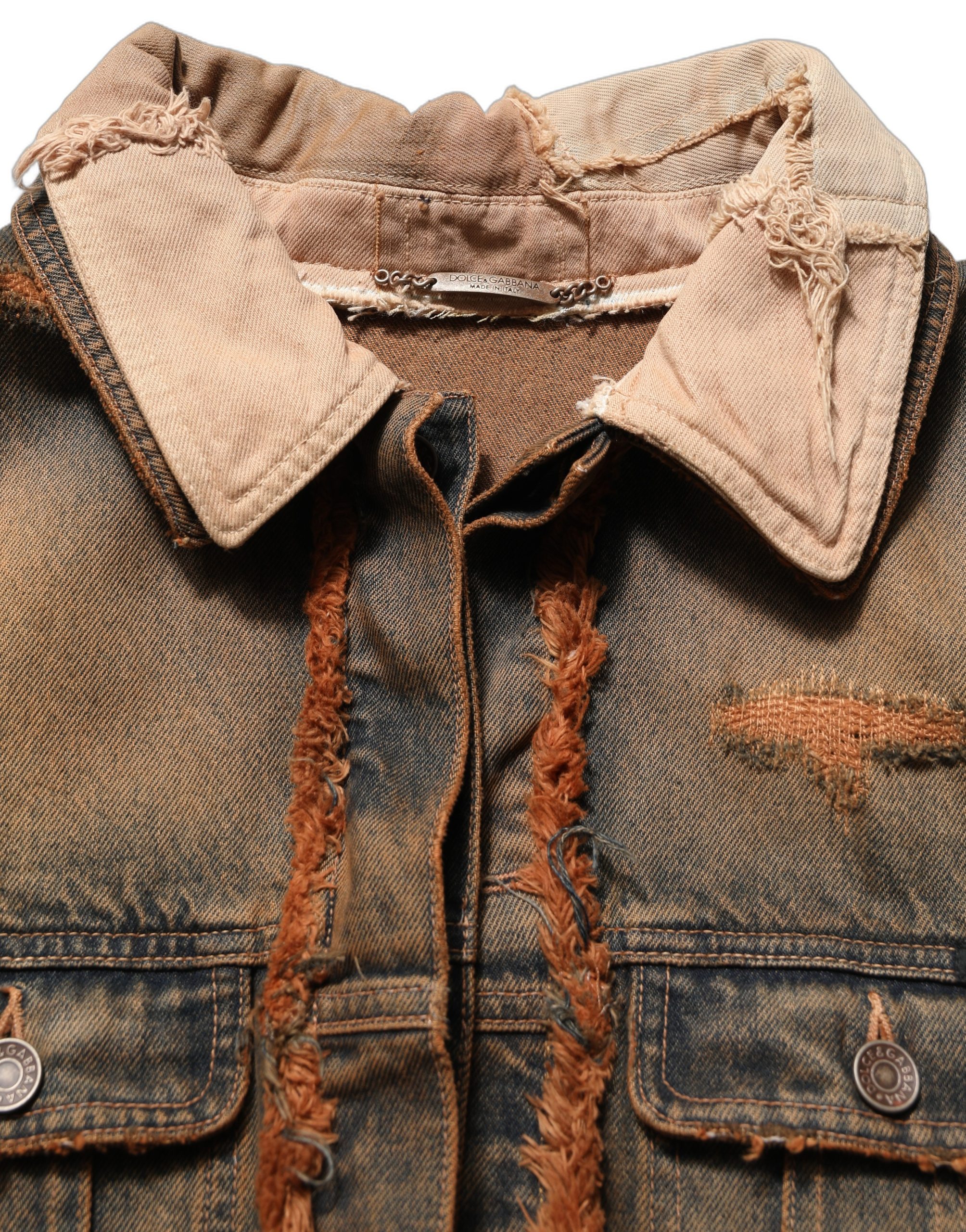 Dolce & Gabbana Multicolor Raw Cut Panelled Denim Men Jacket - Image 6