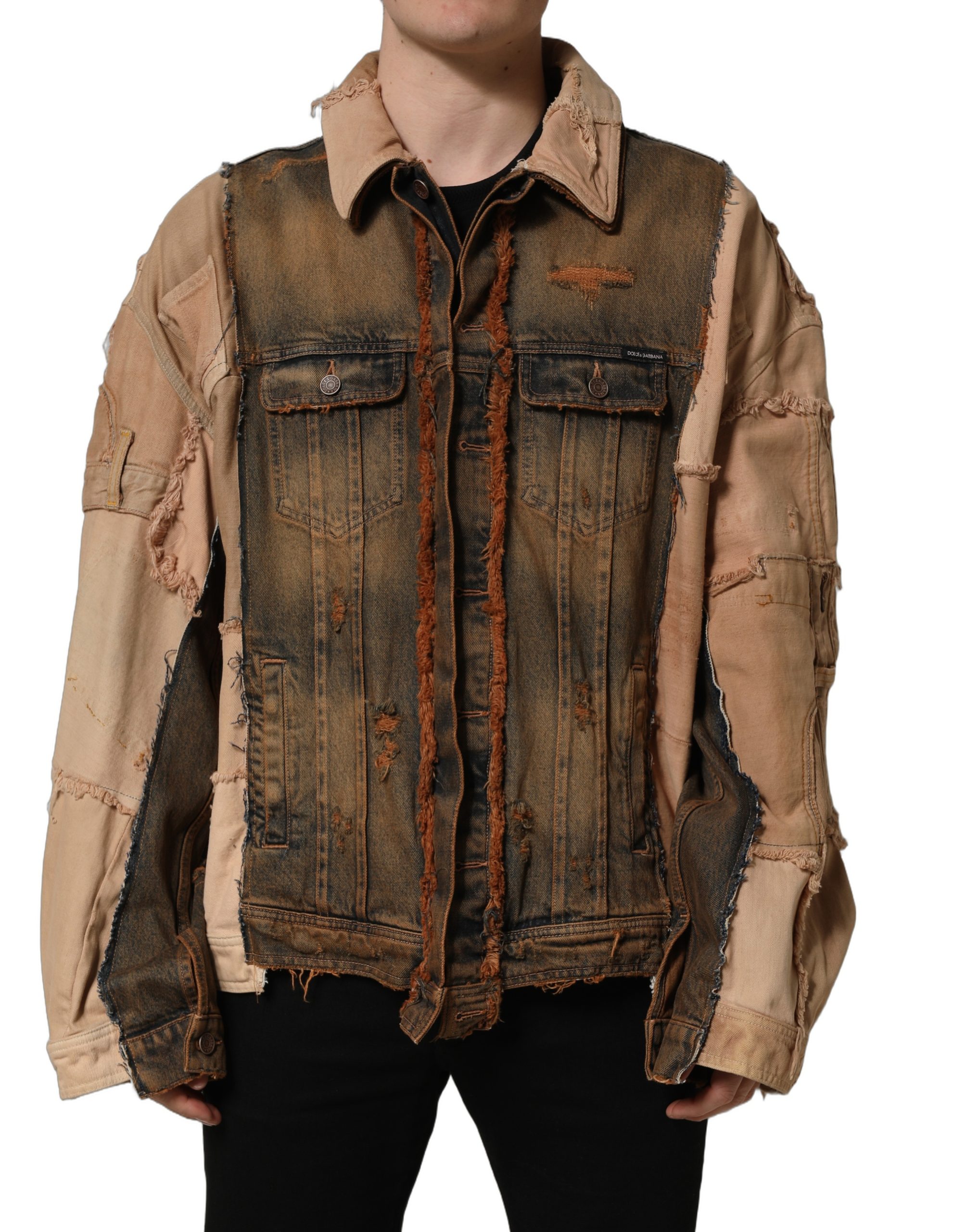 Dolce & Gabbana Multicolor Raw Cut Panelled Denim Men Jacket - Image 2