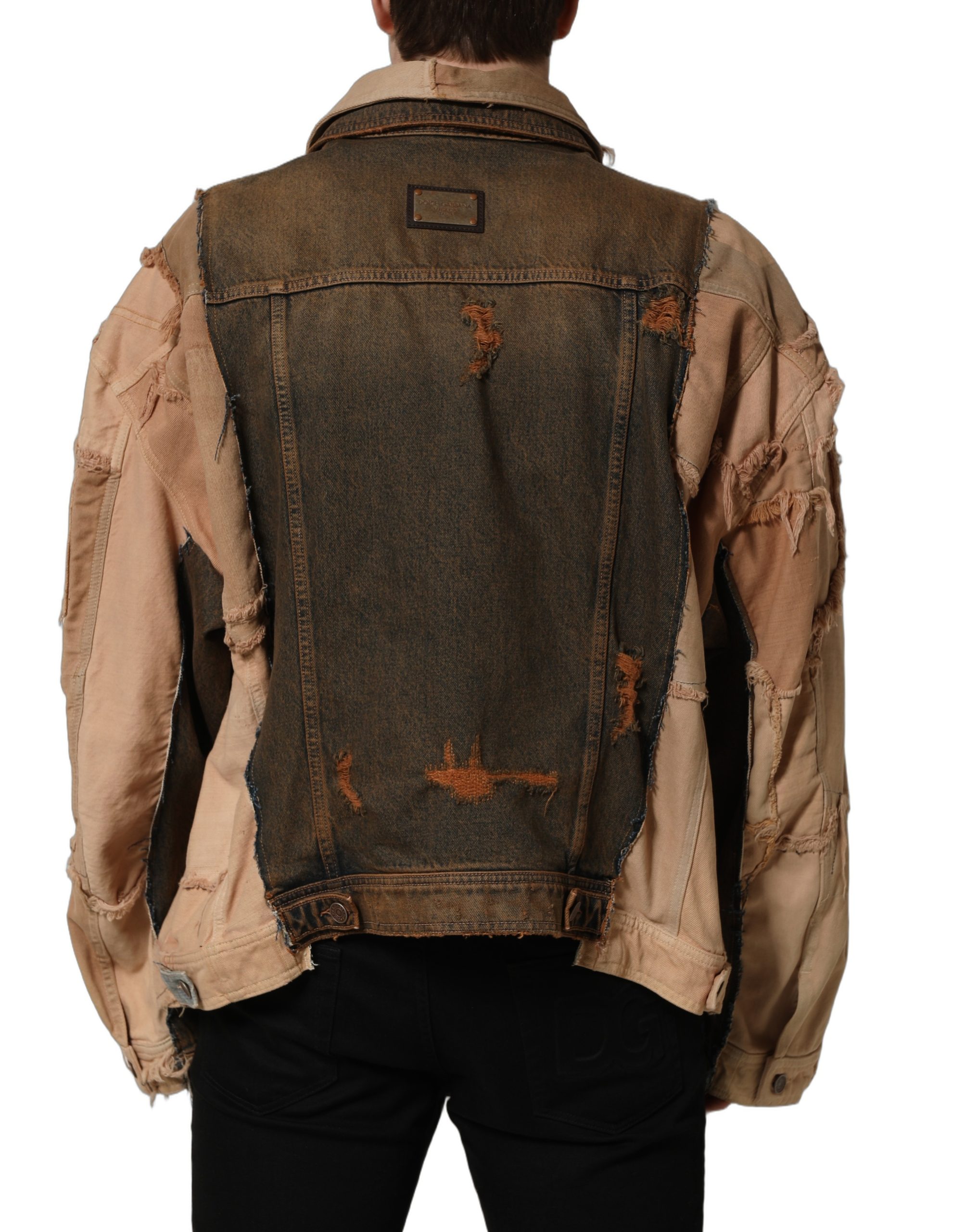 Dolce & Gabbana Multicolor Raw Cut Panelled Denim Men Jacket - Image 4