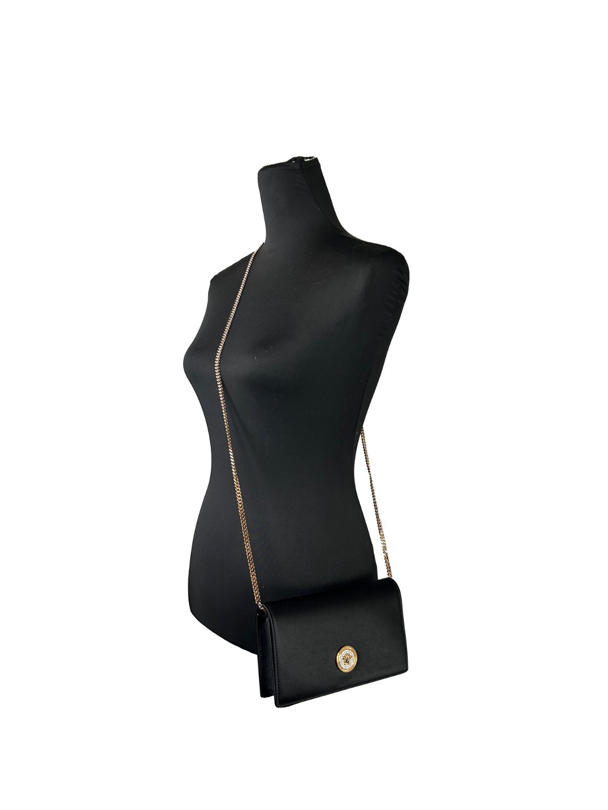 Versace Mini Chain Black Crossbody Wallet Bag - Image 4