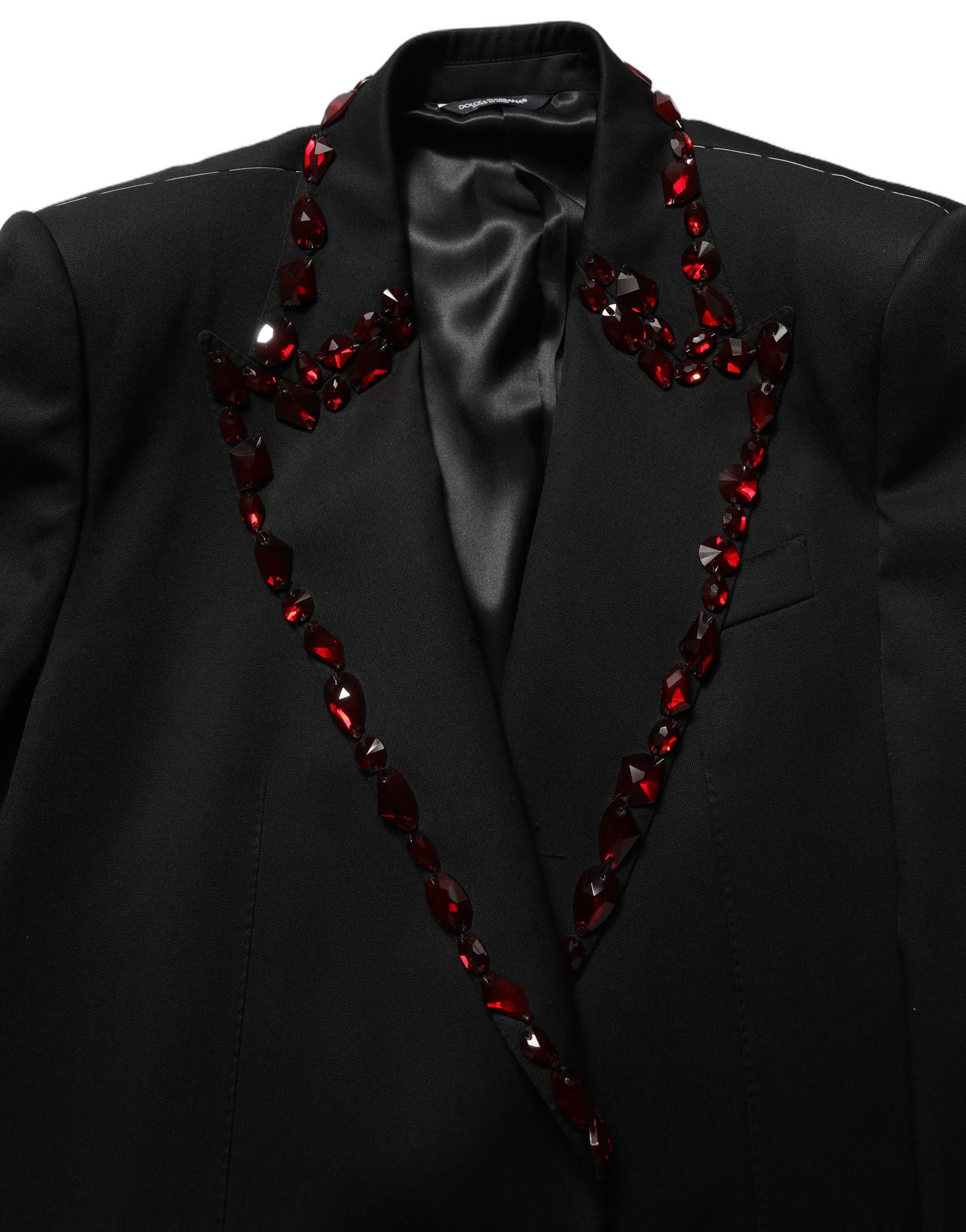 Dolce & Gabbana Black Crystal Embellished Coat Blazer Jacket - Image 7