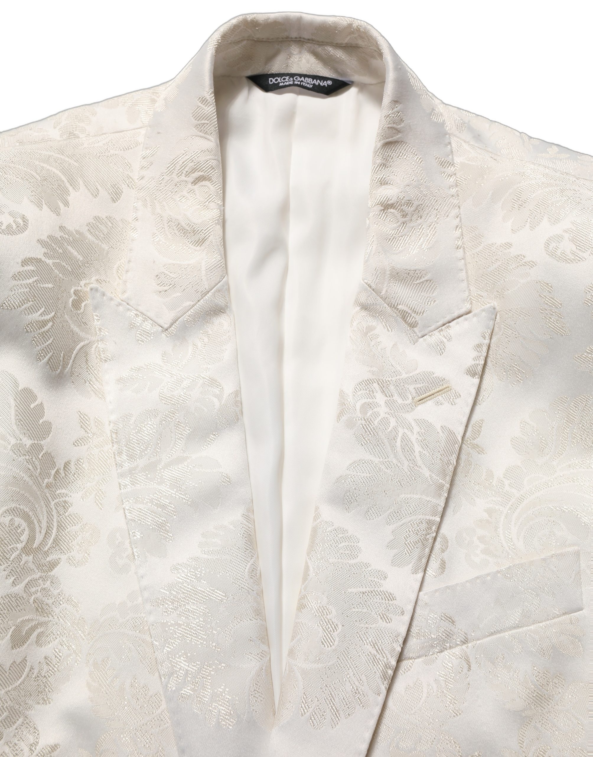Dolce & Gabbana Off White Floral Single Breasted Men Jacket - Image 6