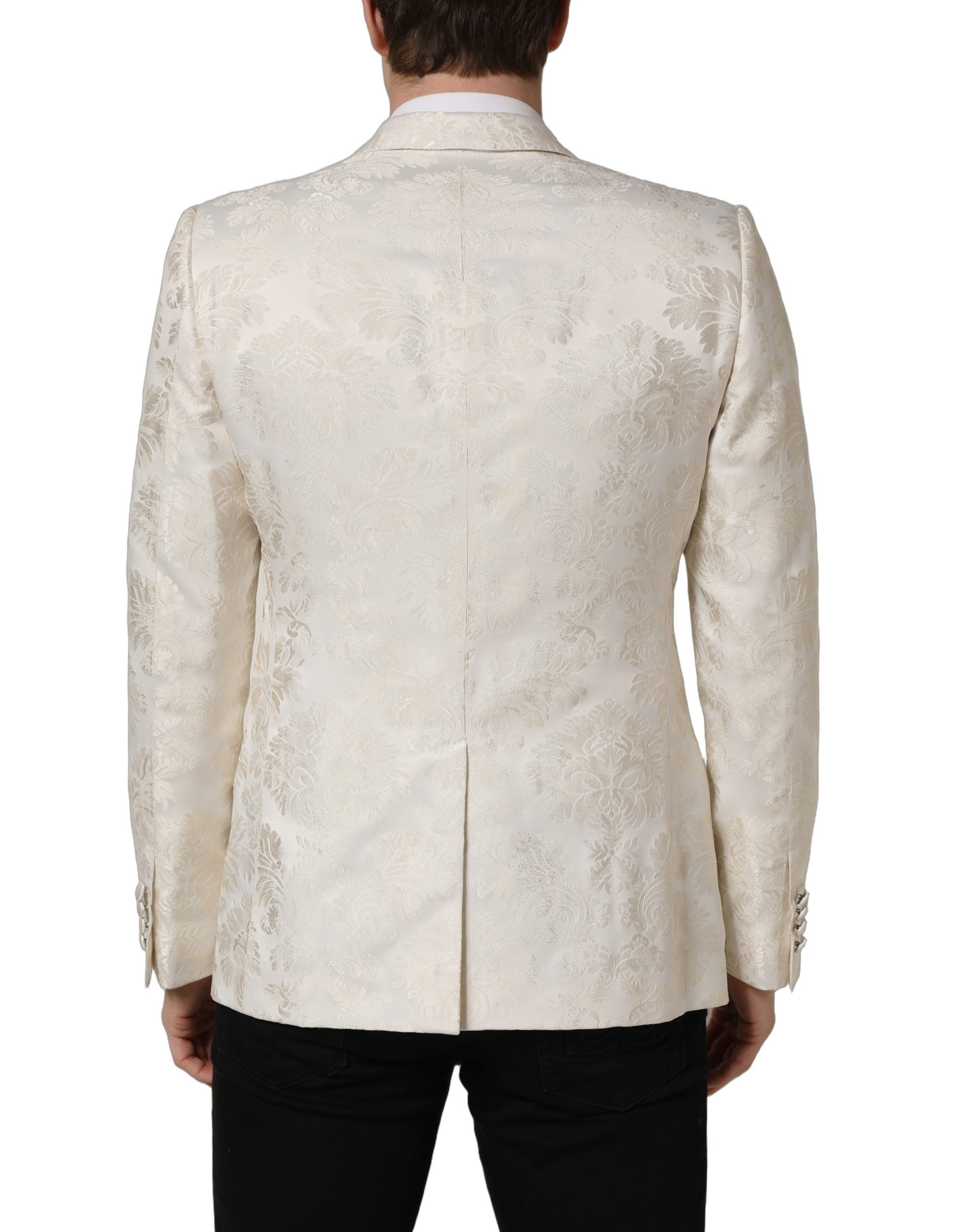 Dolce & Gabbana Off White Floral Single Breasted Men Jacket - Image 4