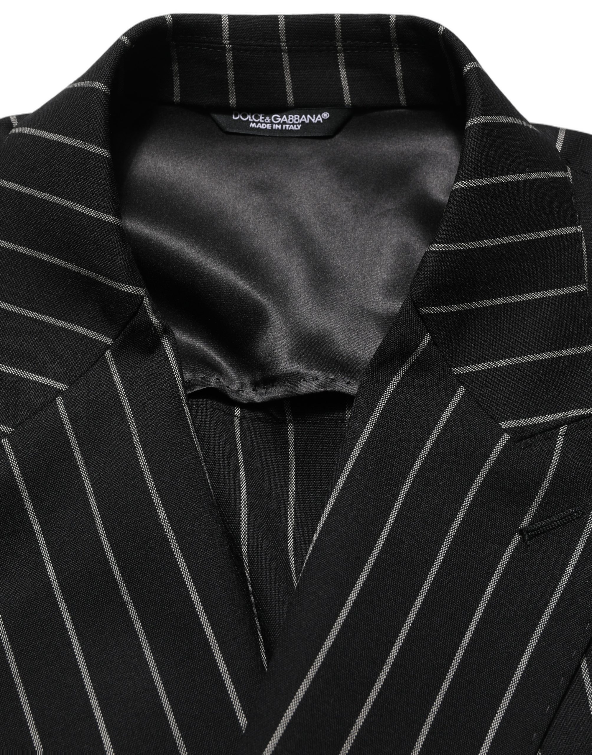 Dolce & Gabbana Black Stripes Wool Double Breasted Jacket - Image 6