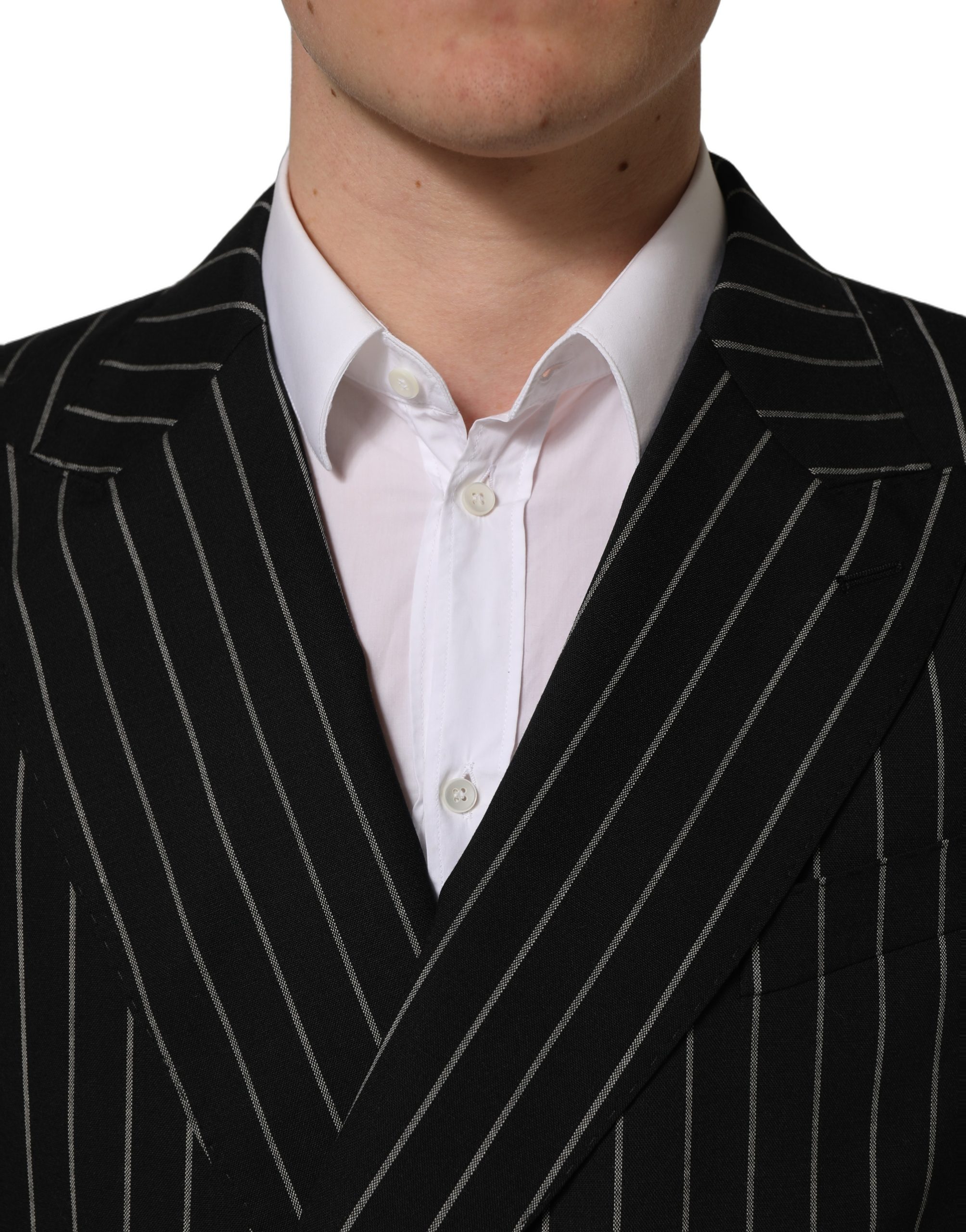 Dolce & Gabbana Black Stripes Wool Double Breasted Jacket - Image 5