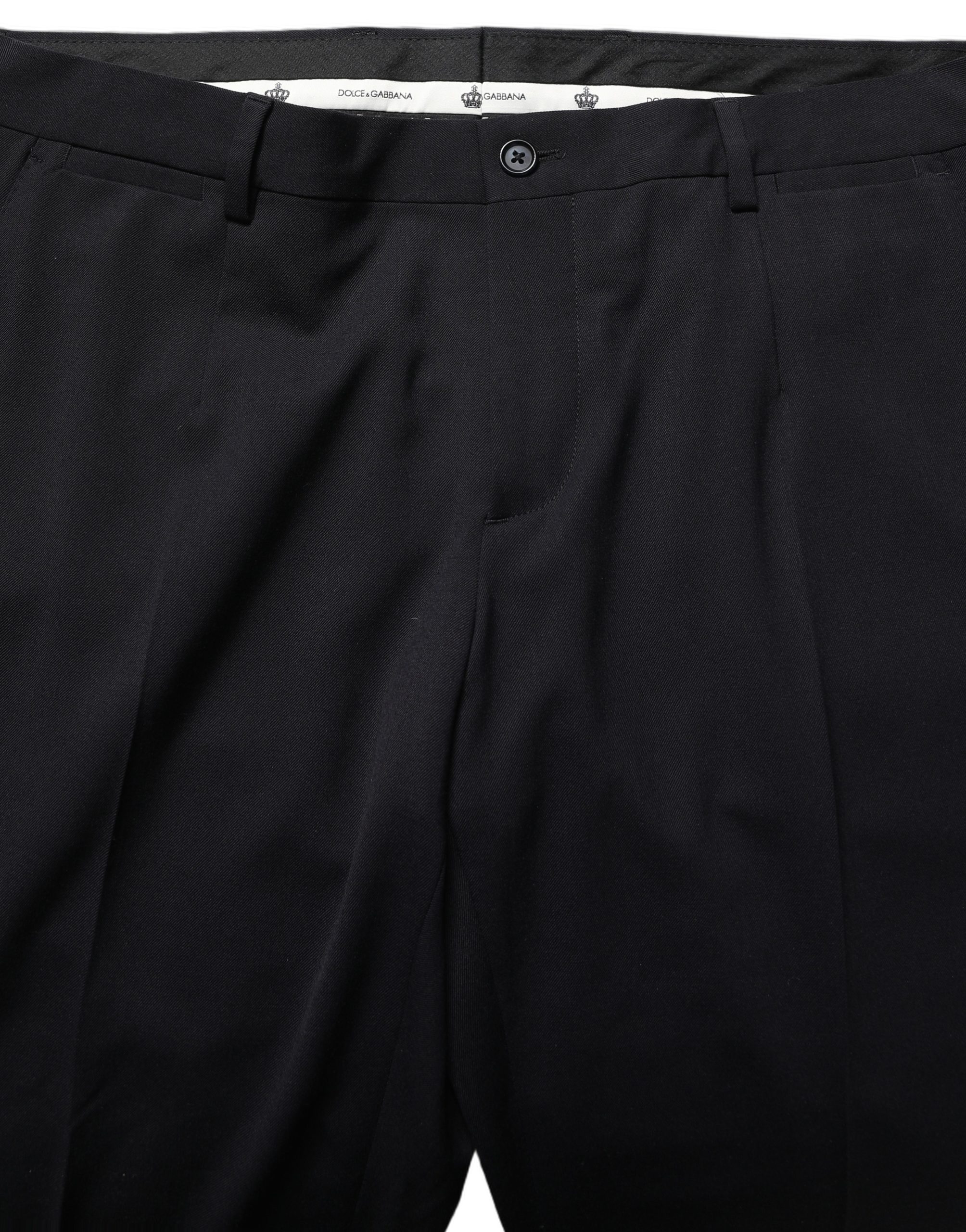 Dolce & Gabbana Black Wool Tapered Leg Dress Trouser Pants - Image 5