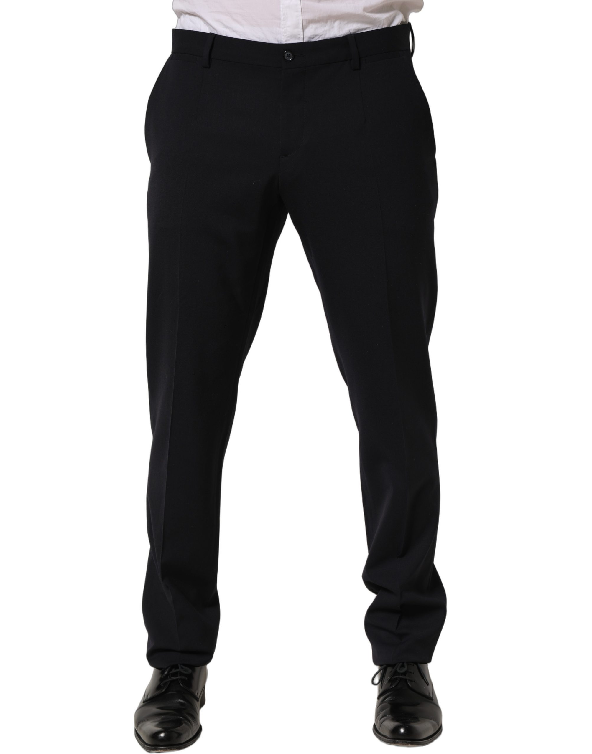 Dolce & Gabbana Black Wool Tapered Leg Dress Trouser Pants - Image 2