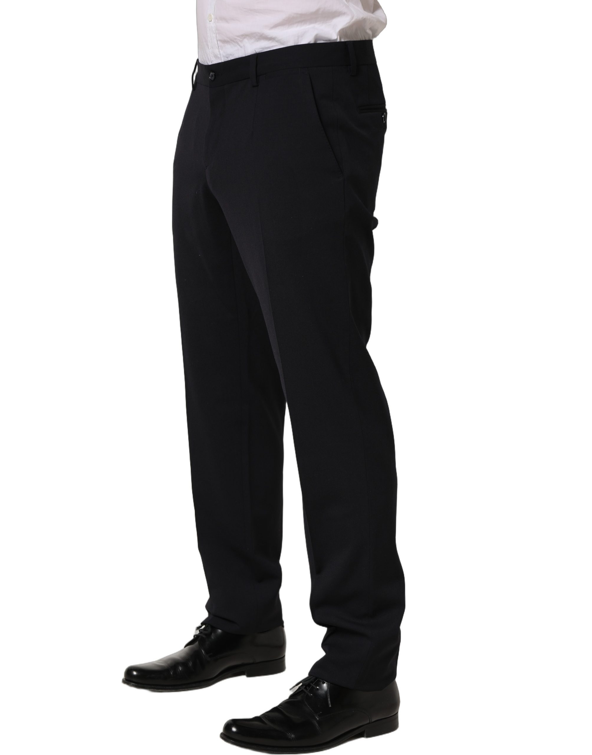 Dolce & Gabbana Black Wool Tapered Leg Dress Trouser Pants - Image 3