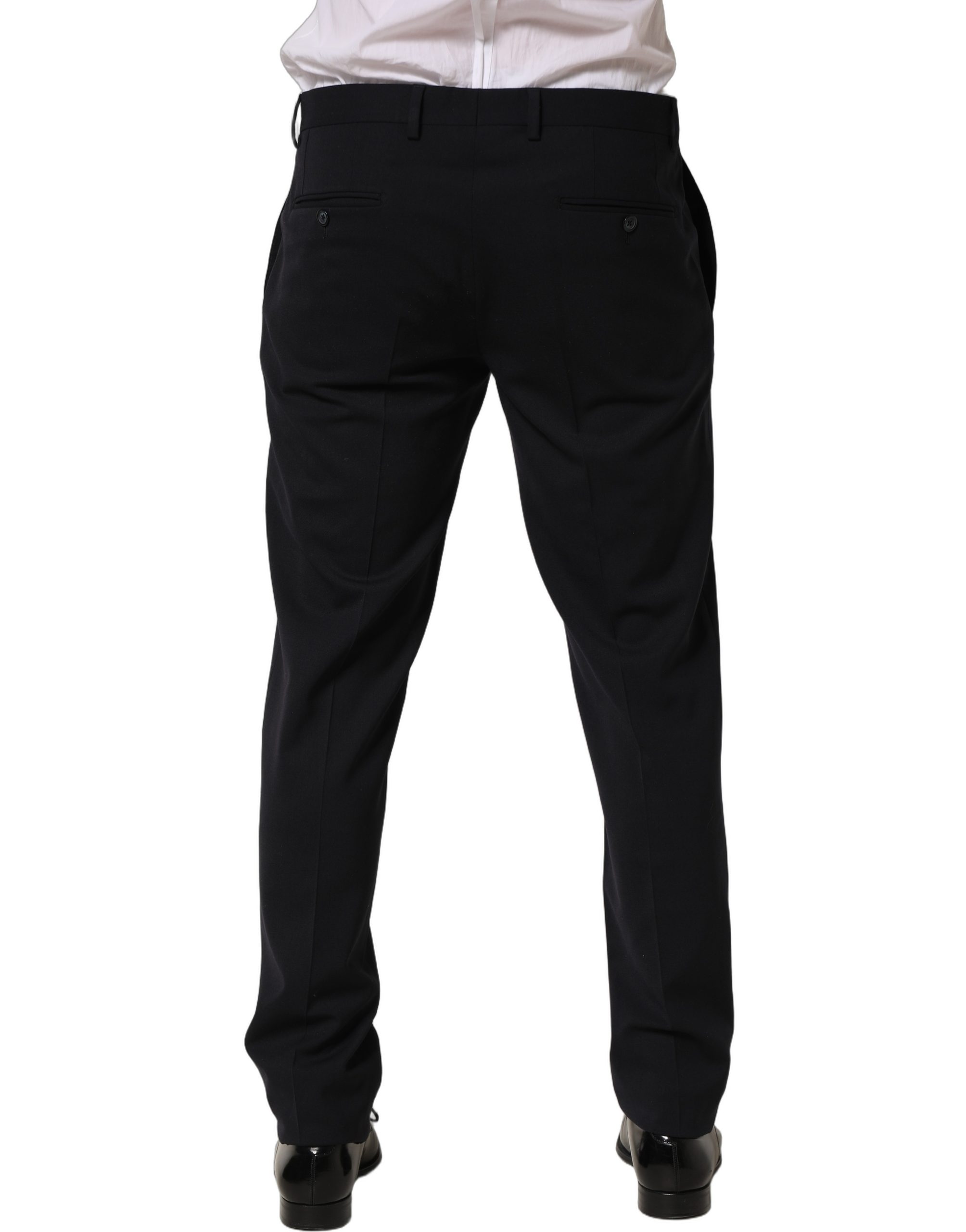 Dolce & Gabbana Black Wool Tapered Leg Dress Trouser Pants - Image 4
