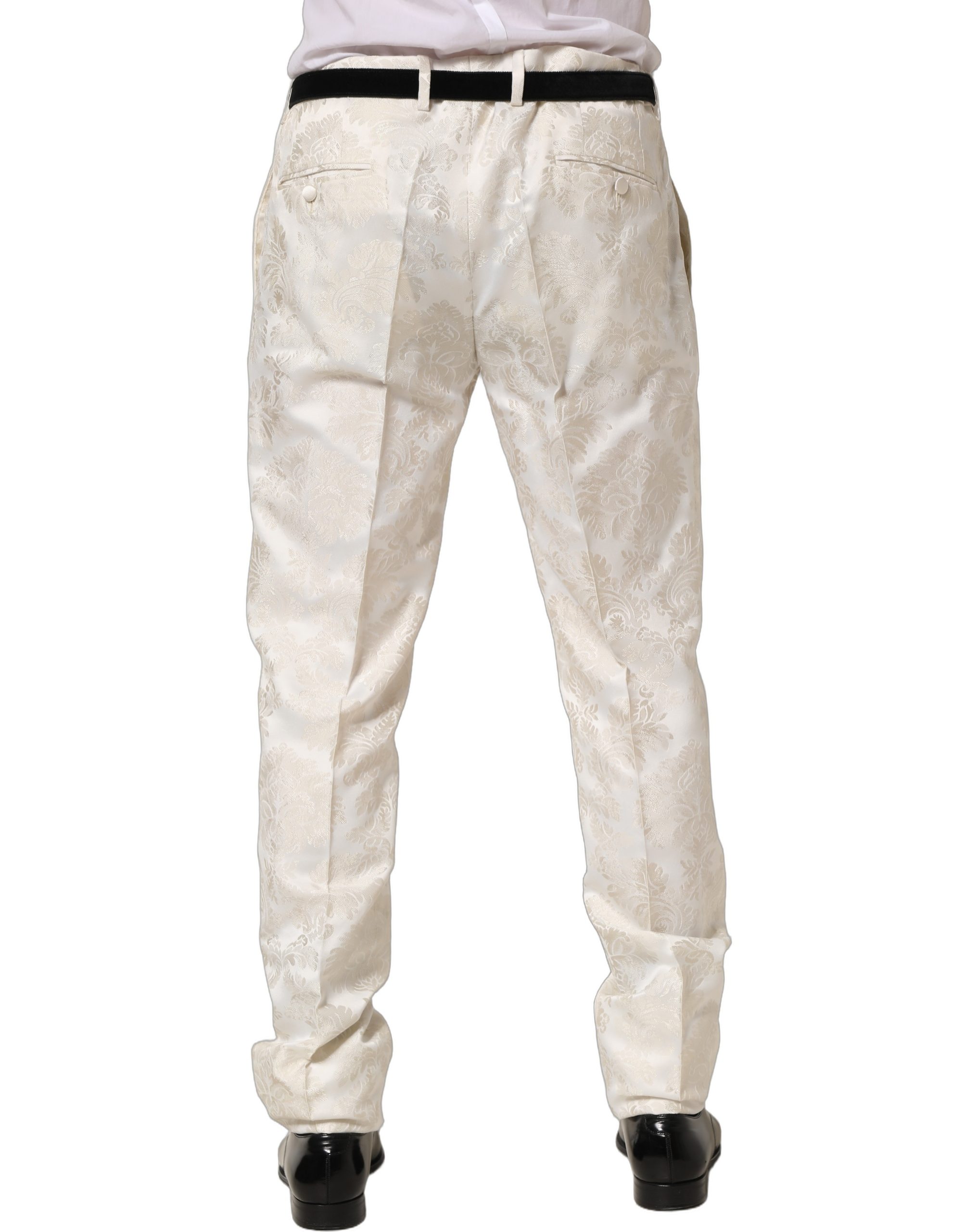Dolce & Gabbana White Floral Men Dress Formal Trouser Pants - Image 4