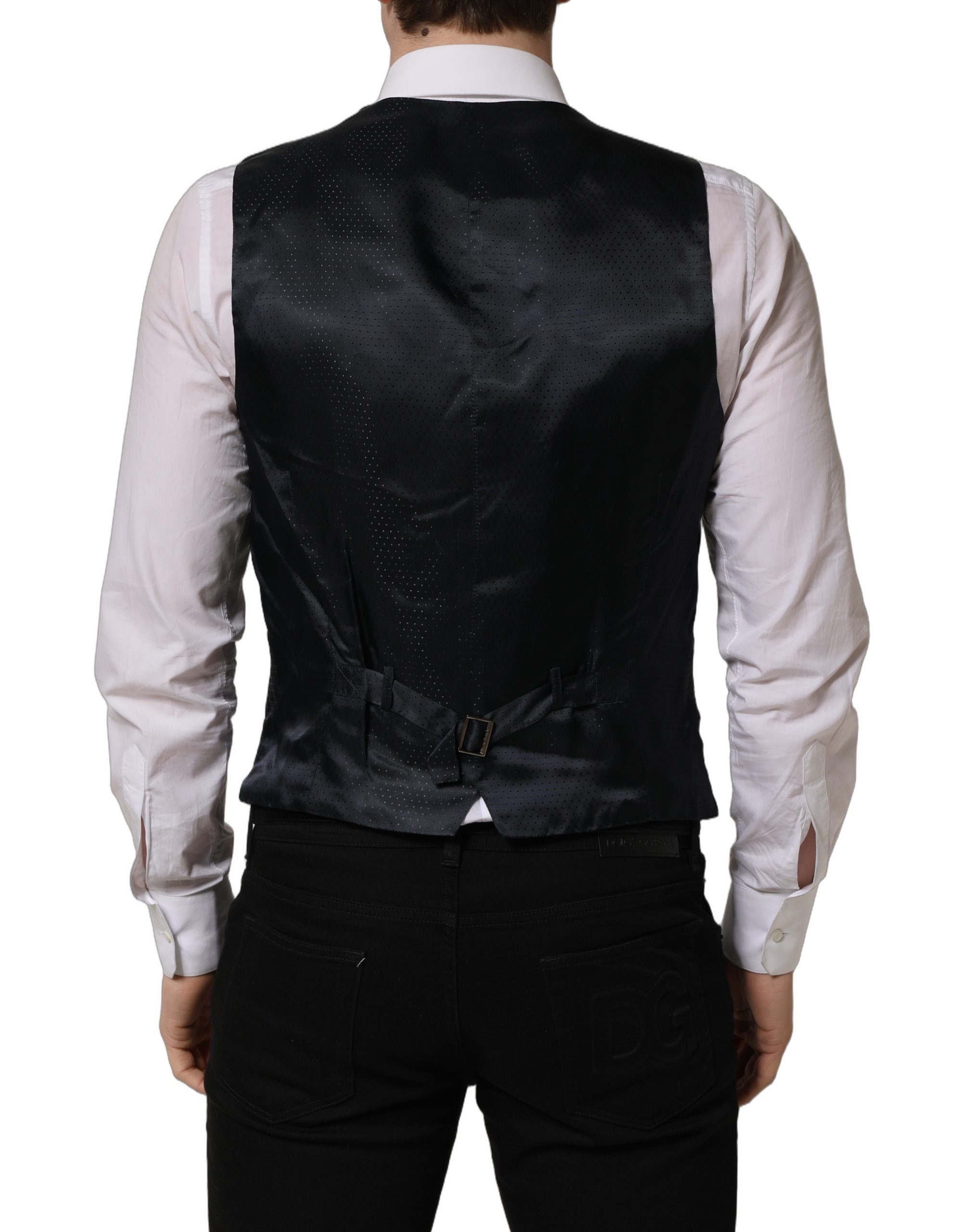 Dolce & Gabbana Black Wool Single Breasted Waistcoat Vest - Image 4