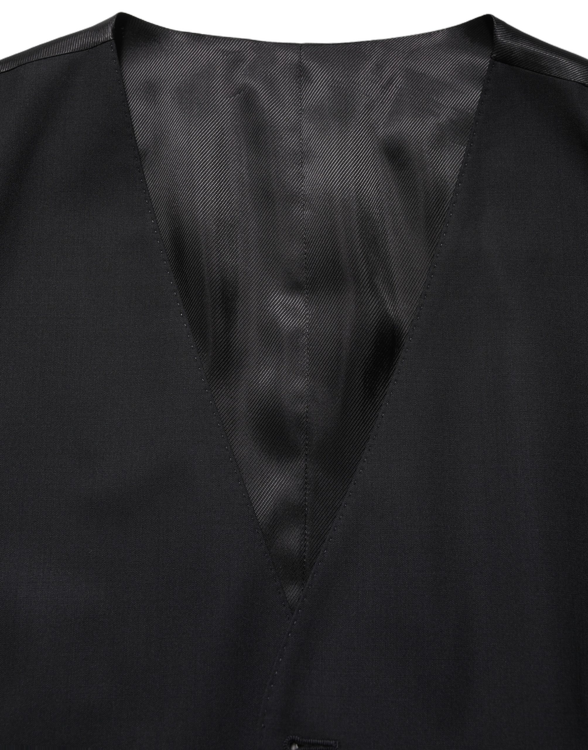 Dolce & Gabbana Black Wool Single Breasted Waistcoat Vest - Image 6