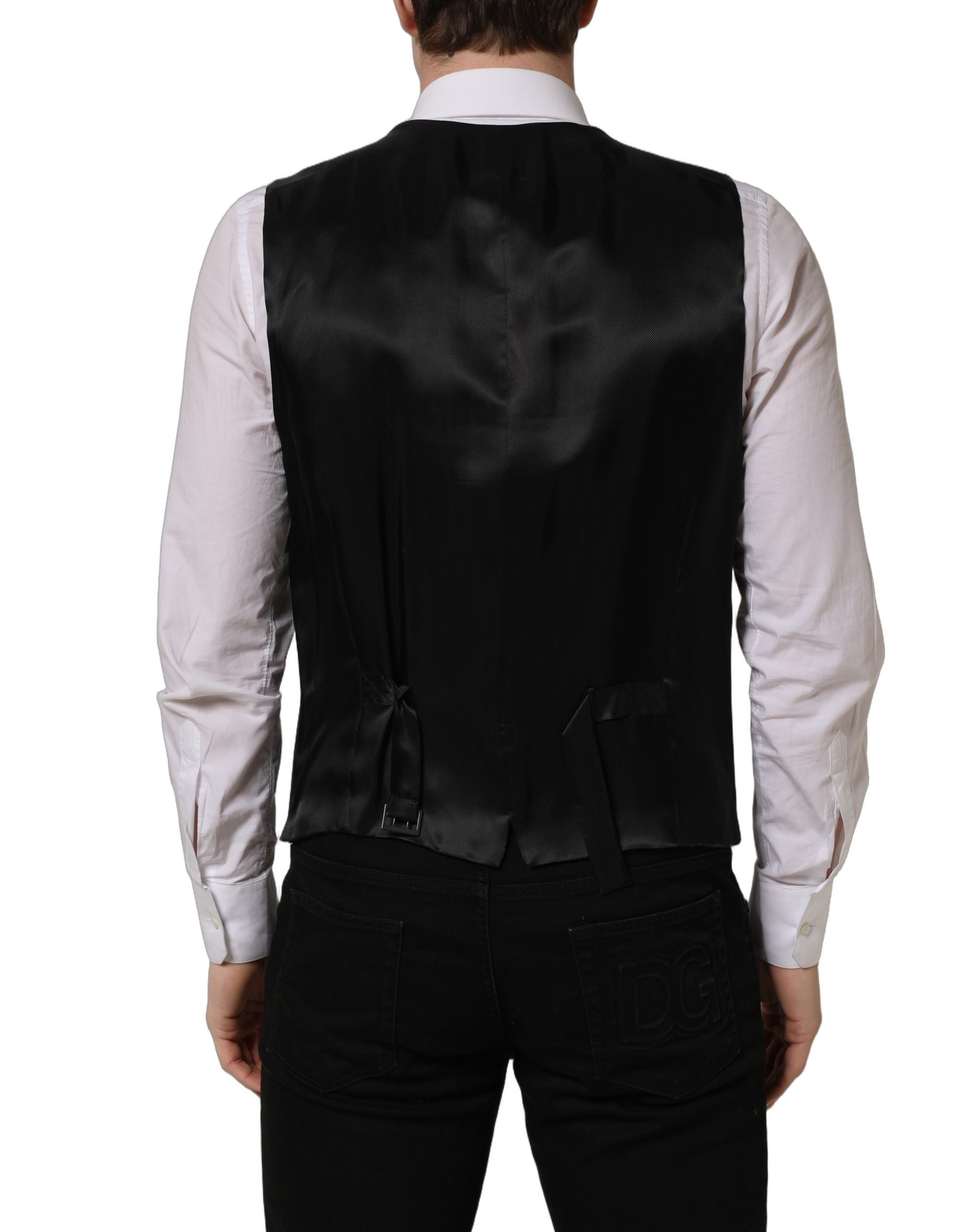 Dolce & Gabbana Black Wool Single Breasted Waistcoat Vest - Image 4