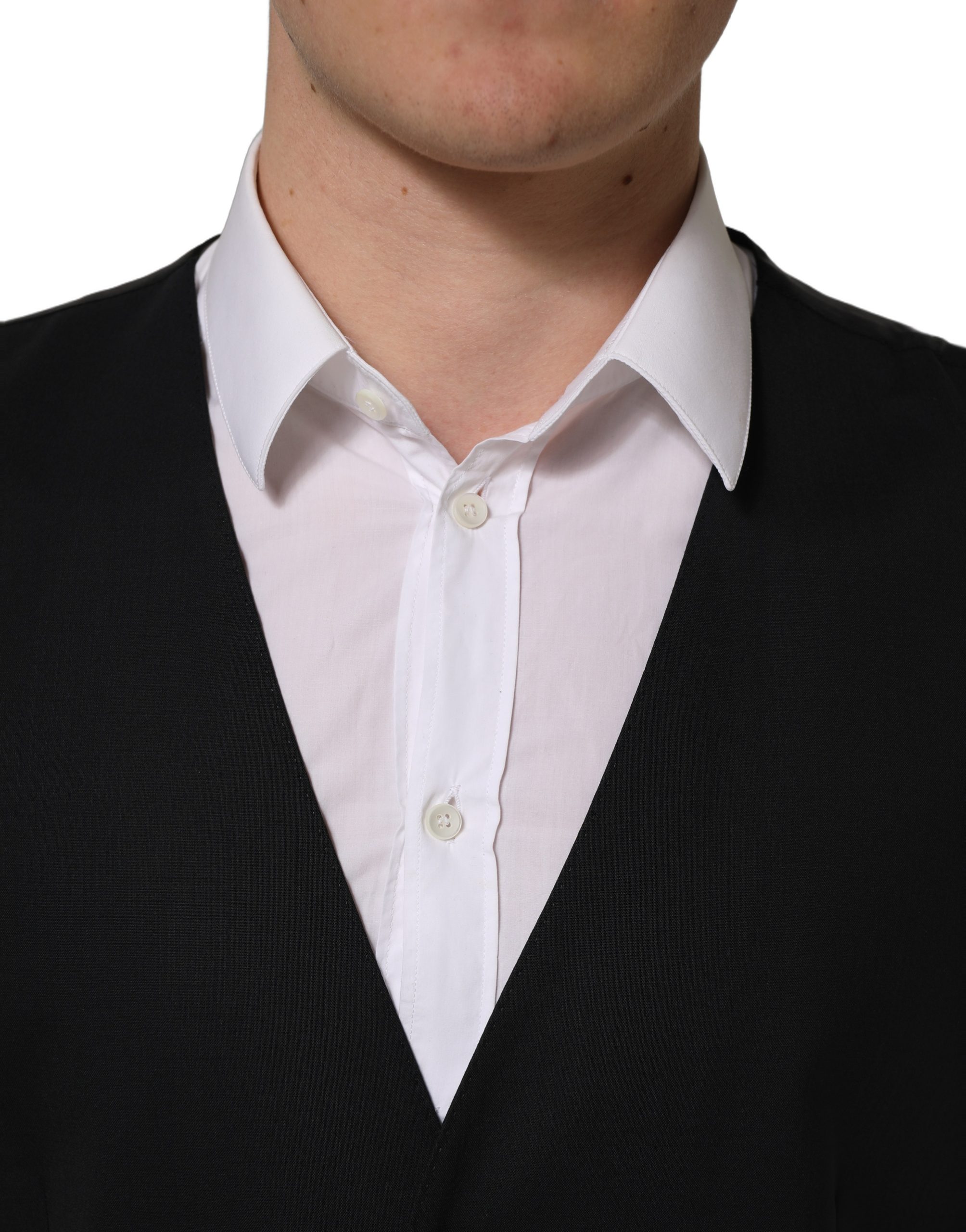 Dolce & Gabbana Black Wool Single Breasted Waistcoat Vest - Image 5