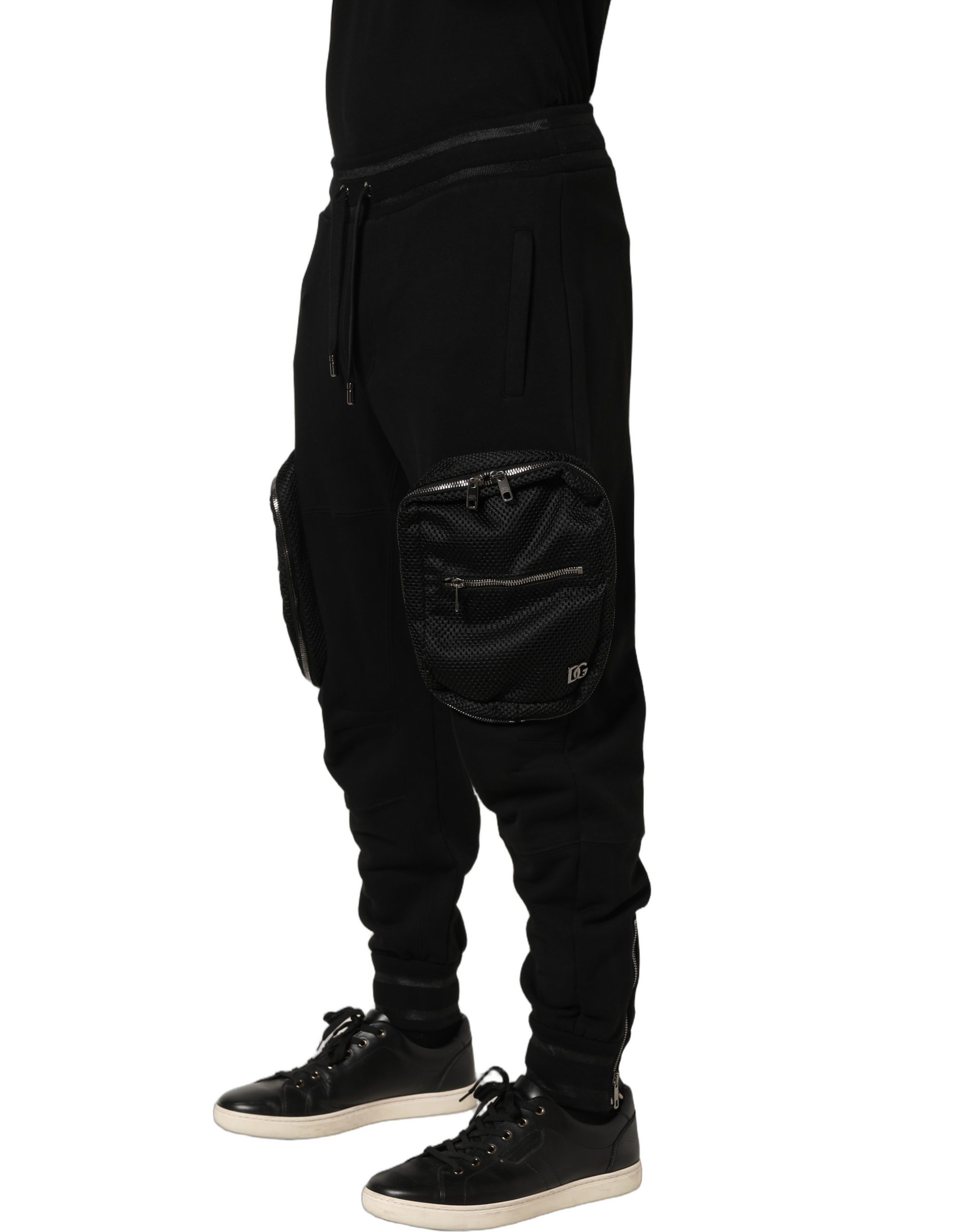 Dolce & Gabbana Black Mid Waist Cargo Jogger Sweatpants Pants - Image 3