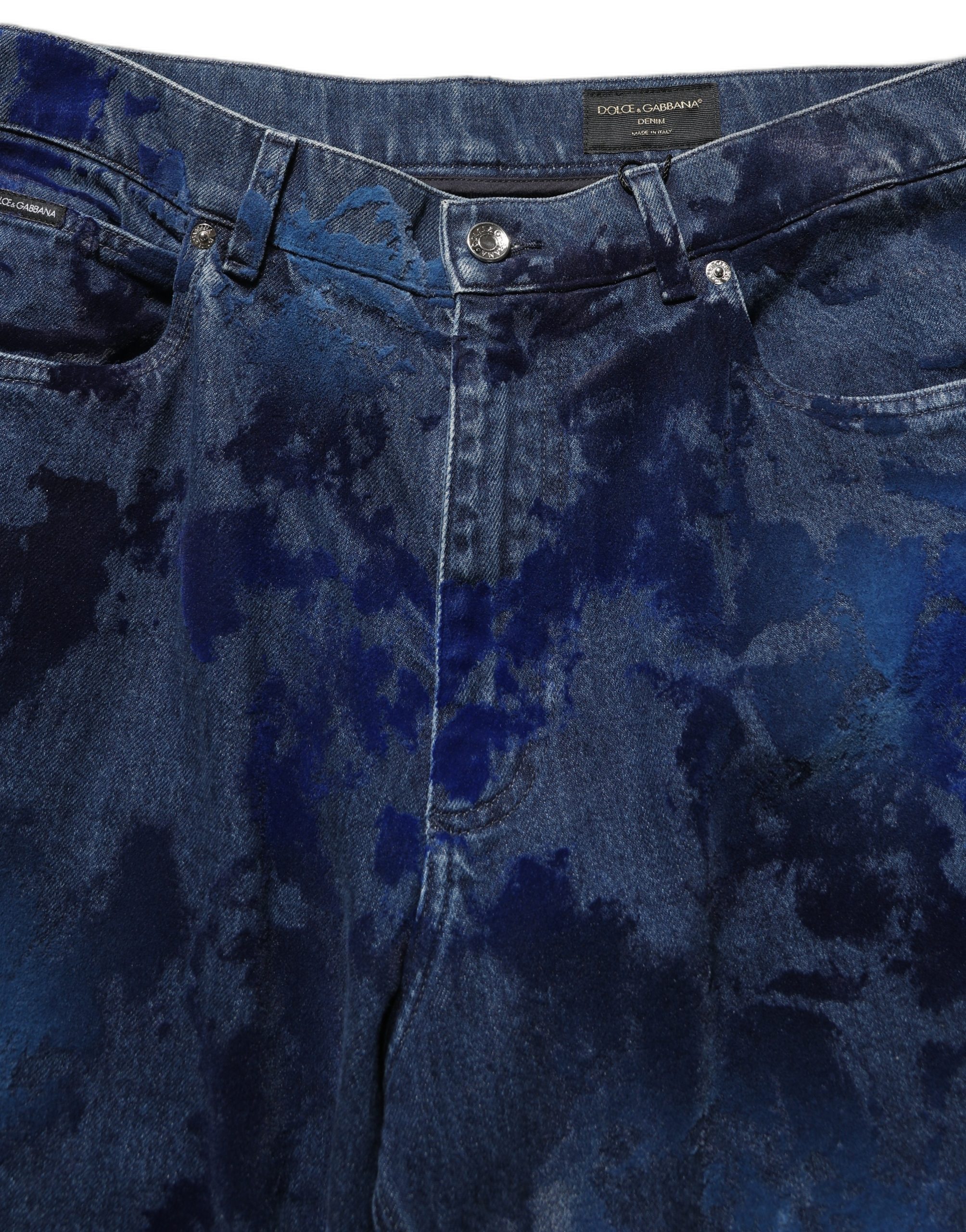 Dolce & Gabbana Blue Tie Dye Cotton Men Straight Denim Jeans - Image 5