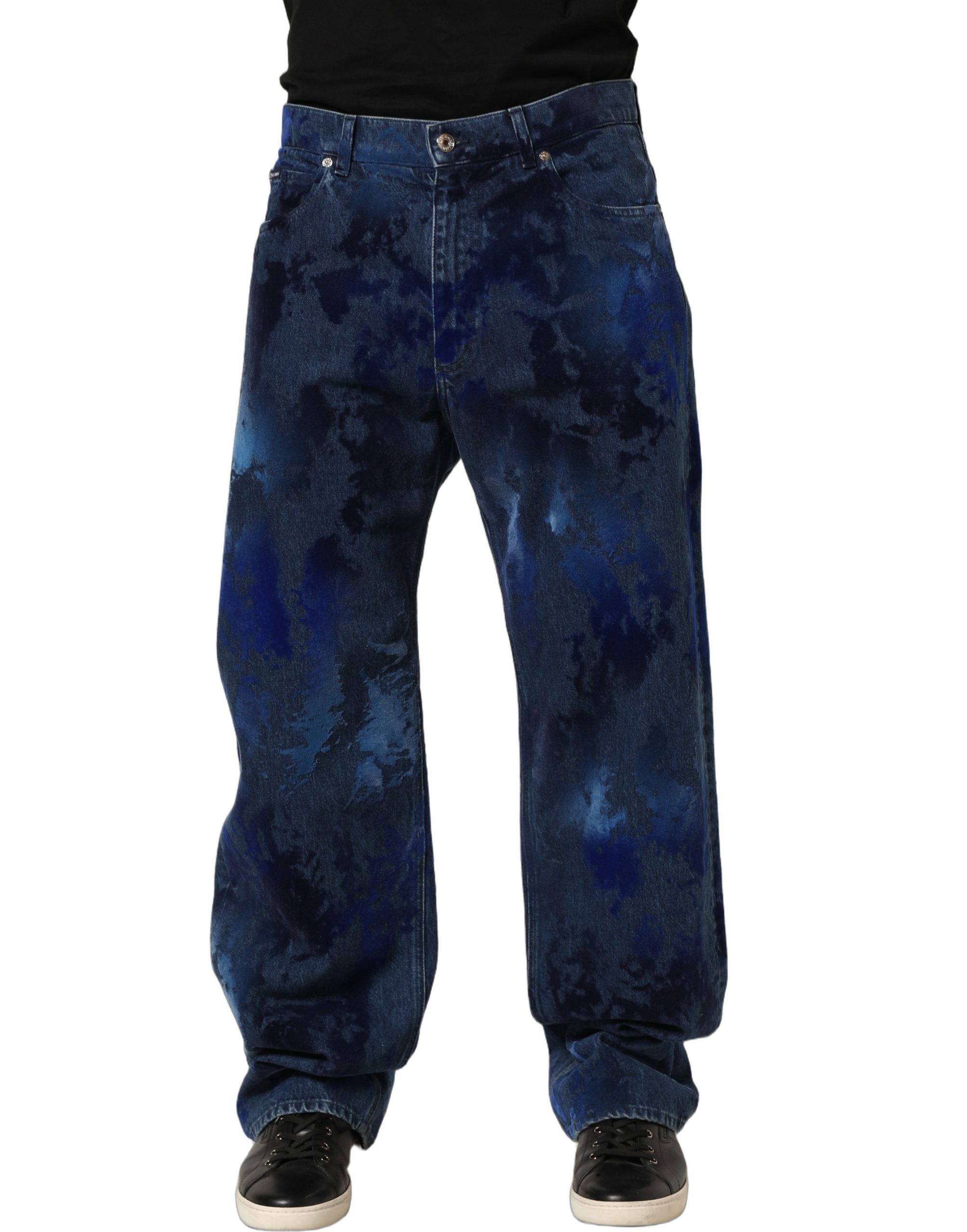 Dolce & Gabbana Blue Tie Dye Cotton Men Straight Denim Jeans - Image 2