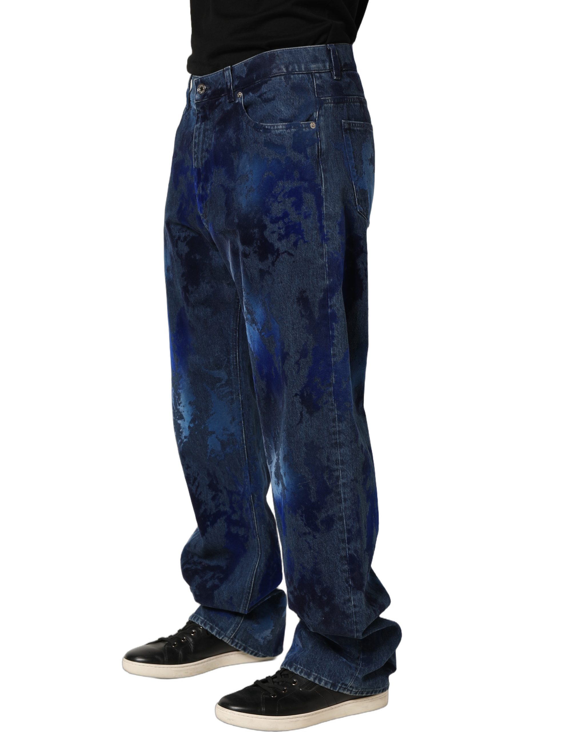 Dolce & Gabbana Blue Tie Dye Cotton Men Straight Denim Jeans - Image 3