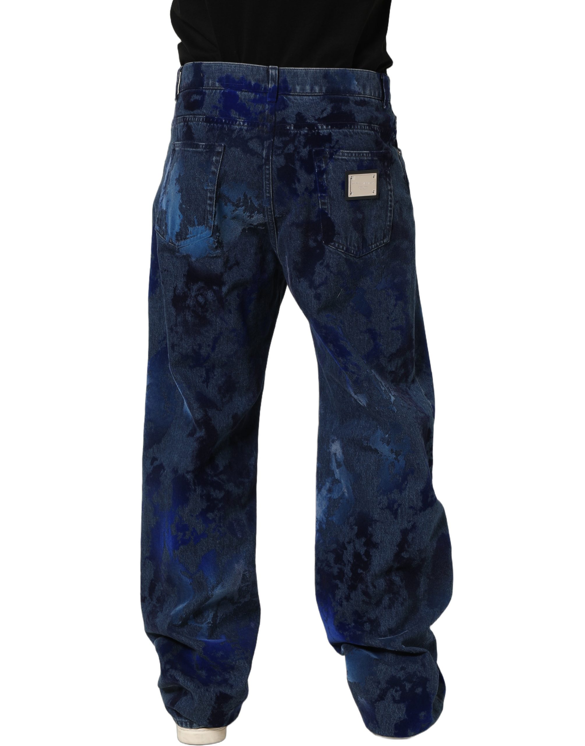 Dolce & Gabbana Blue Tie Dye Cotton Men Straight Denim Jeans - Image 4