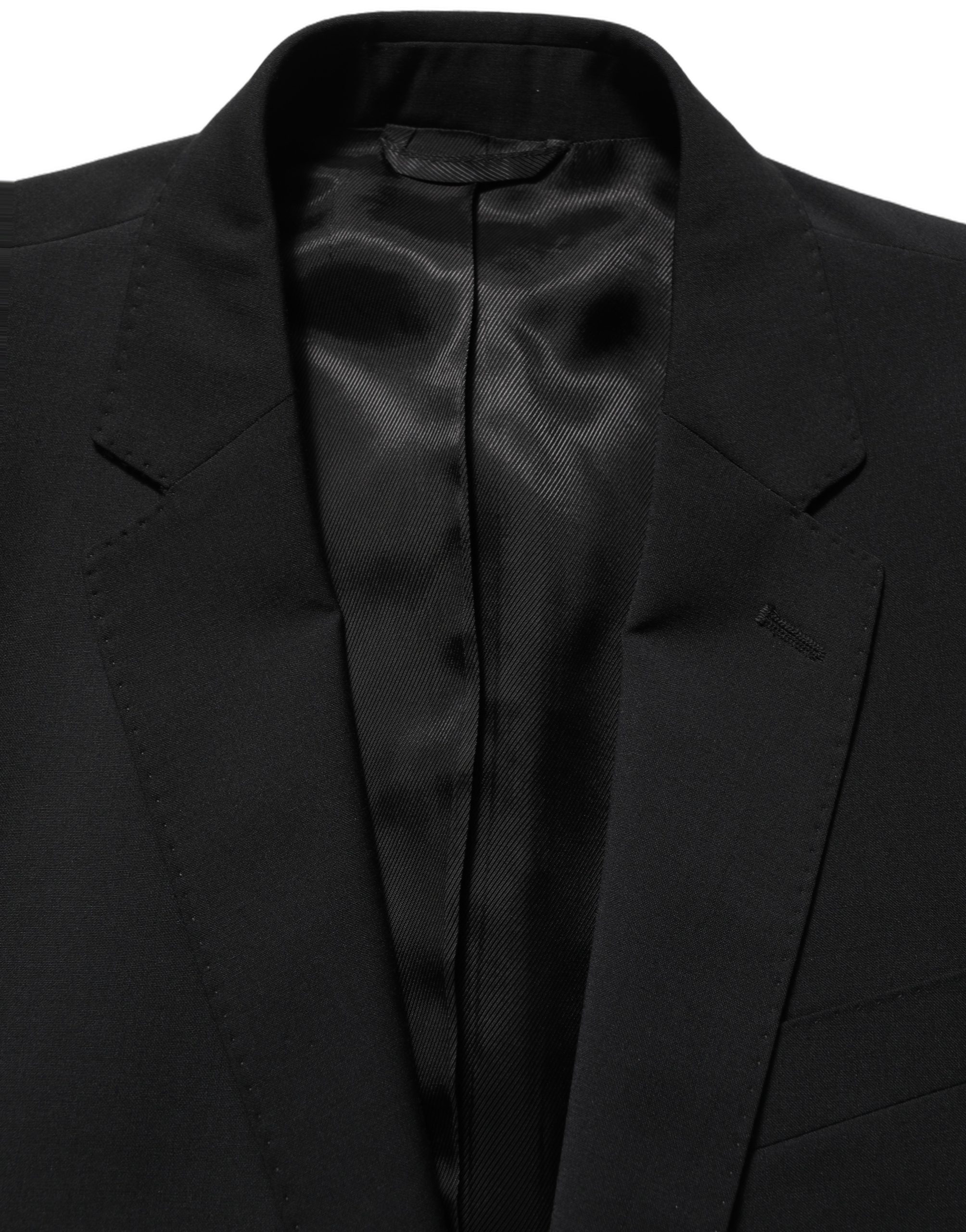Dolce & Gabbana Black Wool Slim Fit Formal 2 Piece Men Suit - Image 6