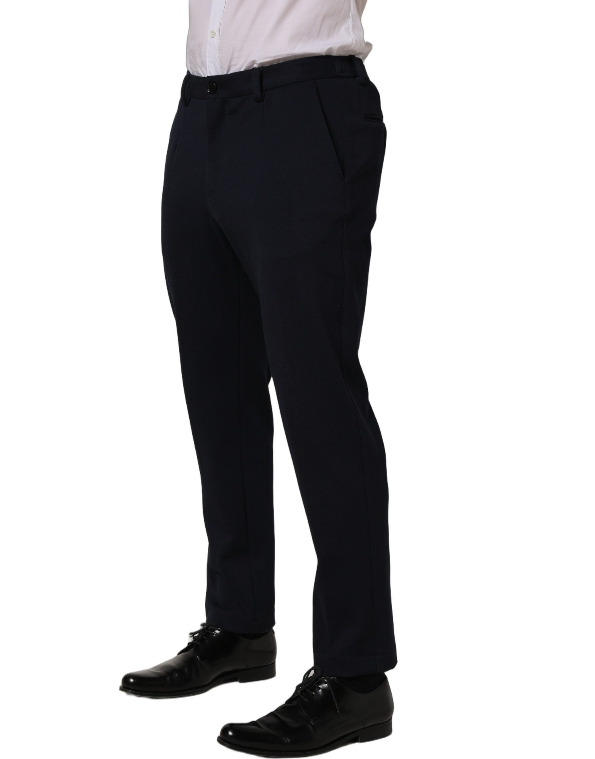Dolce & Gabbana Black Cotton Tapered Leg Dress Trouser Pants - Image 3