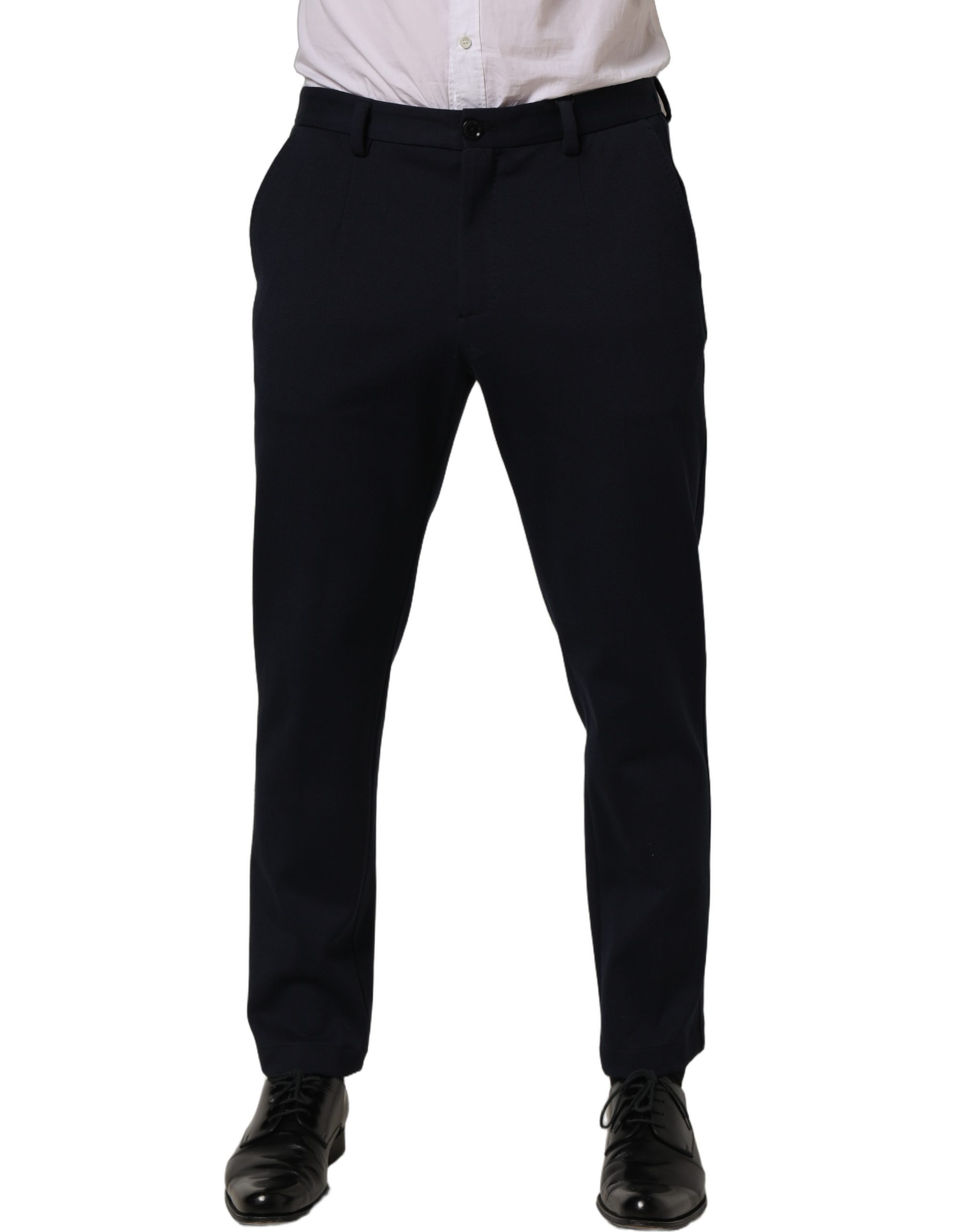 Dolce & Gabbana Black Cotton Tapered Leg Dress Trouser Pants - Image 2
