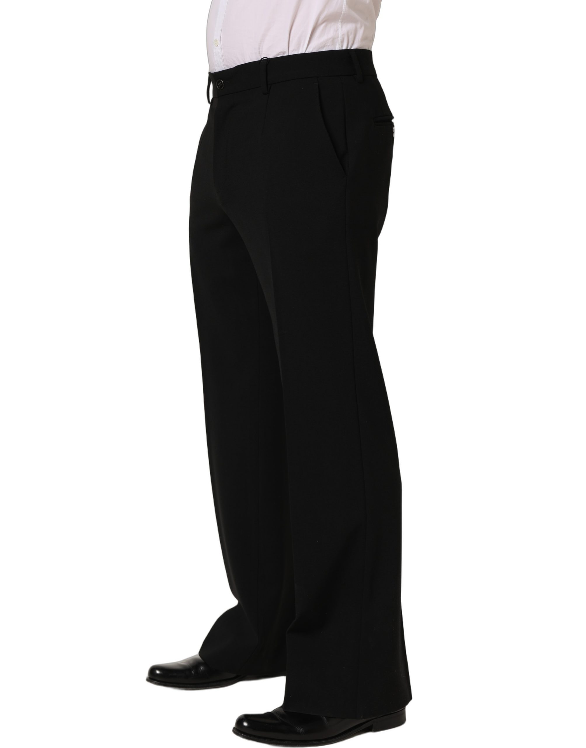 Dolce & Gabbana Black Wool Straight Men Dress Trouser Pants - Image 3