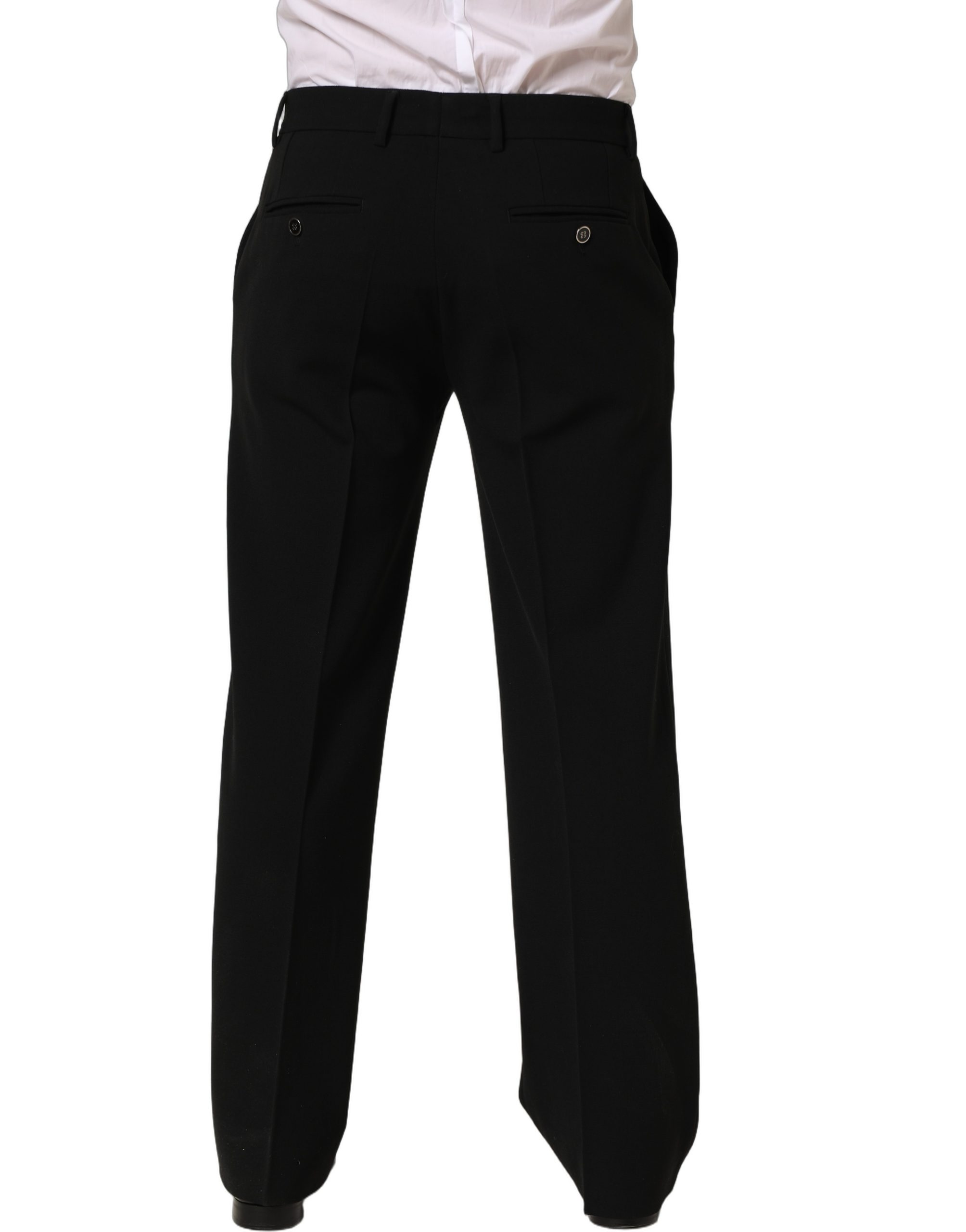 Dolce & Gabbana Black Wool Straight Men Dress Trouser Pants - Image 4