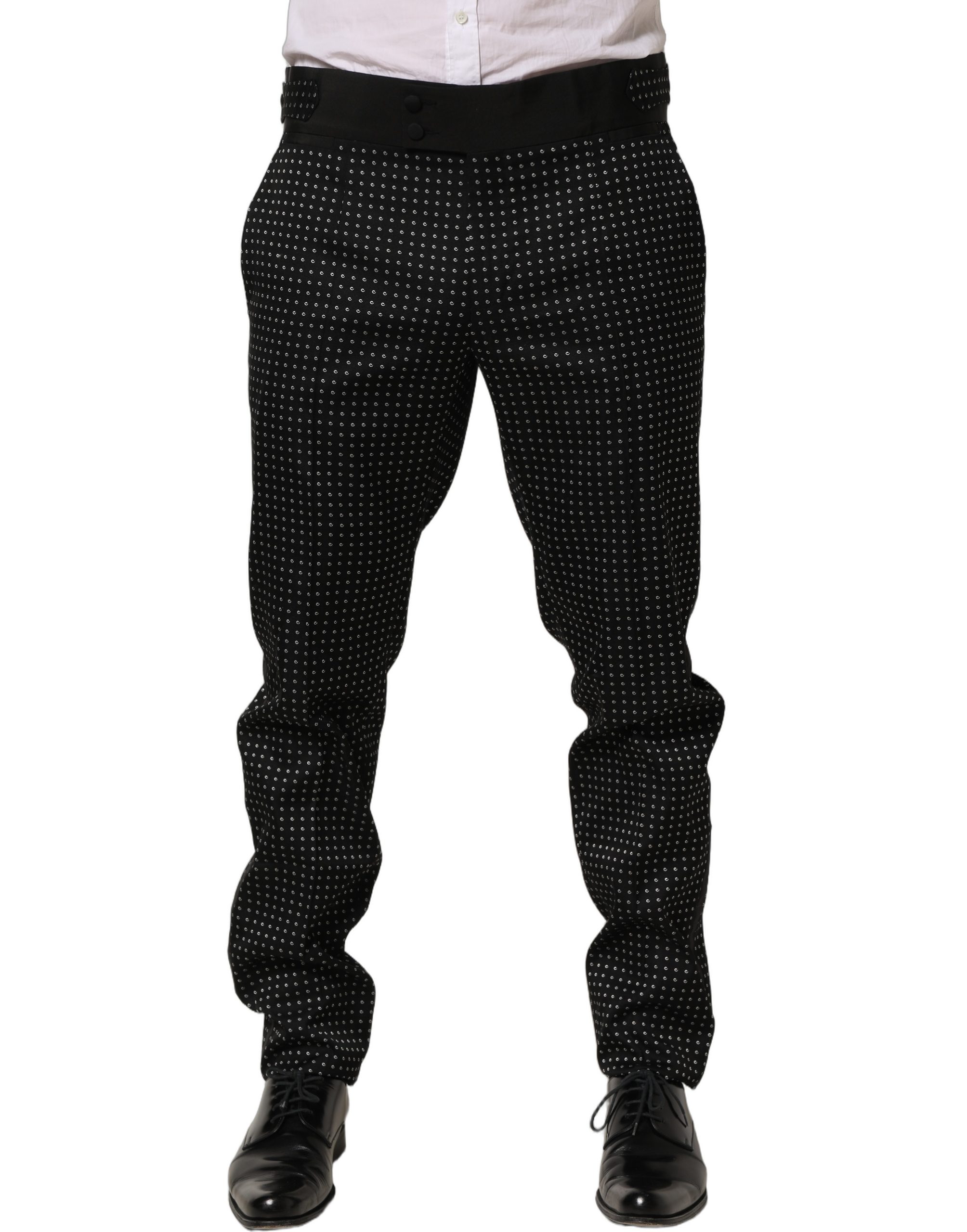 Dolce & Gabbana Black Polka Dot Cotton Dress Trouser Pants
