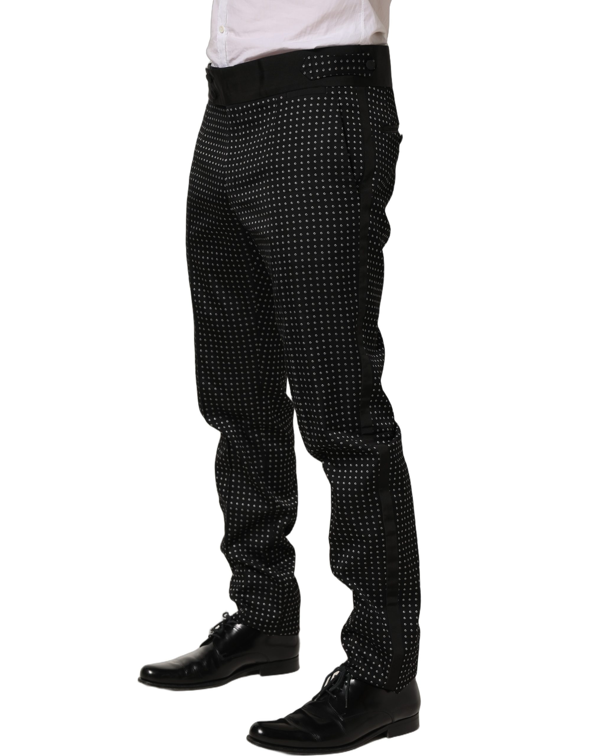 Dolce & Gabbana Black Polka Dot Cotton Dress Trouser Pants - Image 3