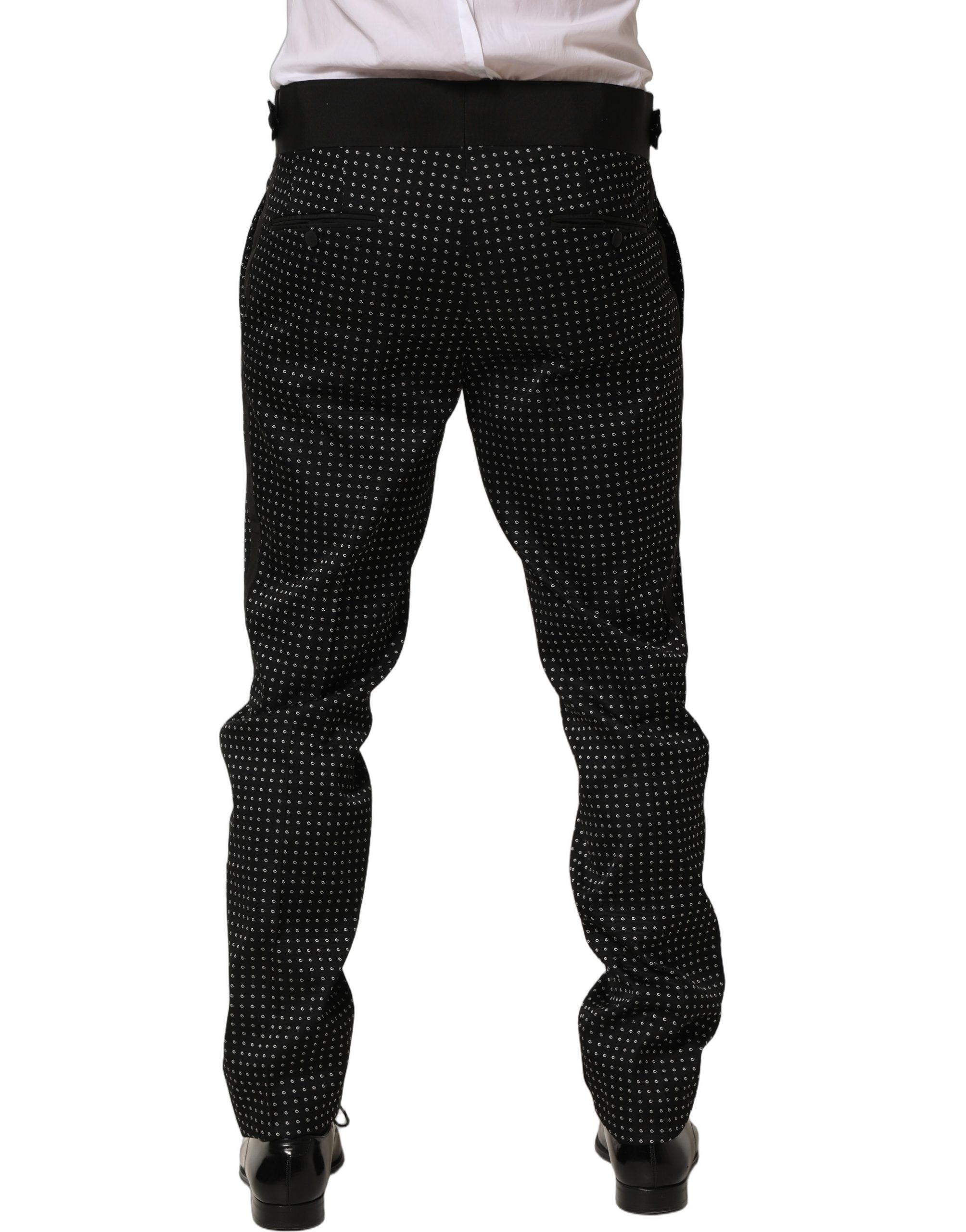Dolce & Gabbana Black Polka Dot Cotton Dress Trouser Pants - Image 4