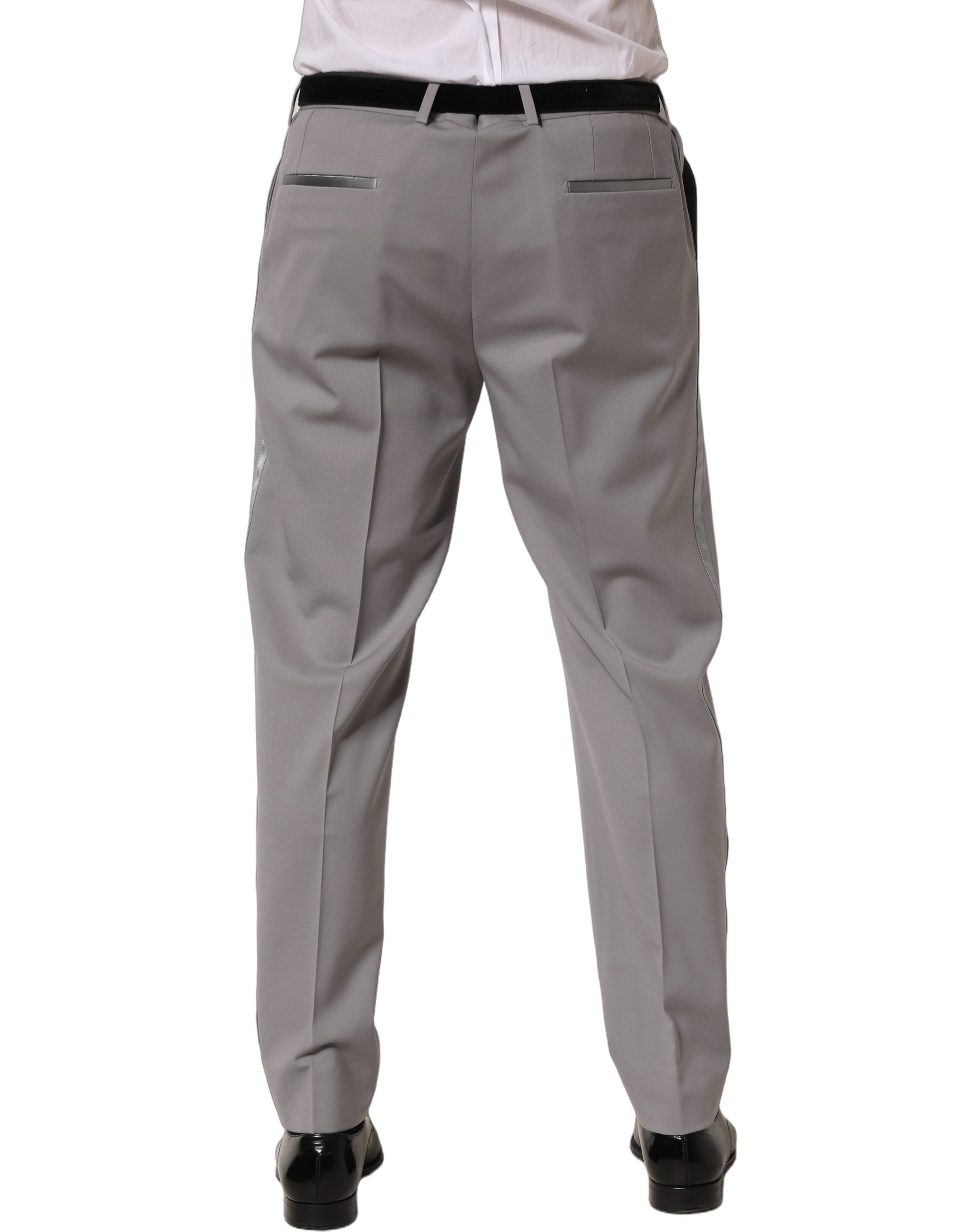 Dolce & Gabbana Gray Wool Tapered Men Dress Trouser Pants - Image 4