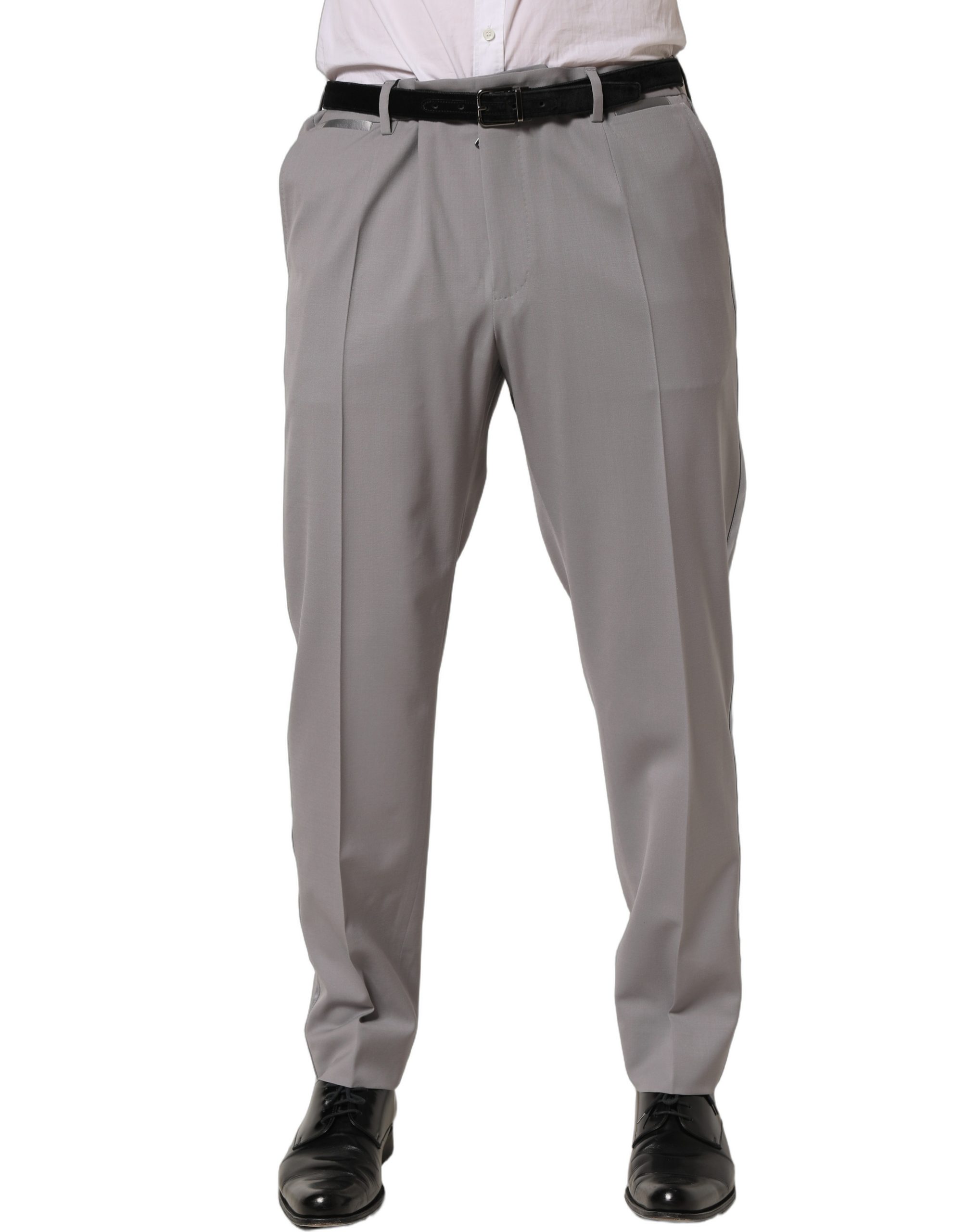 Dolce & Gabbana Gray Wool Tapered Men Dress Trouser Pants - Image 2